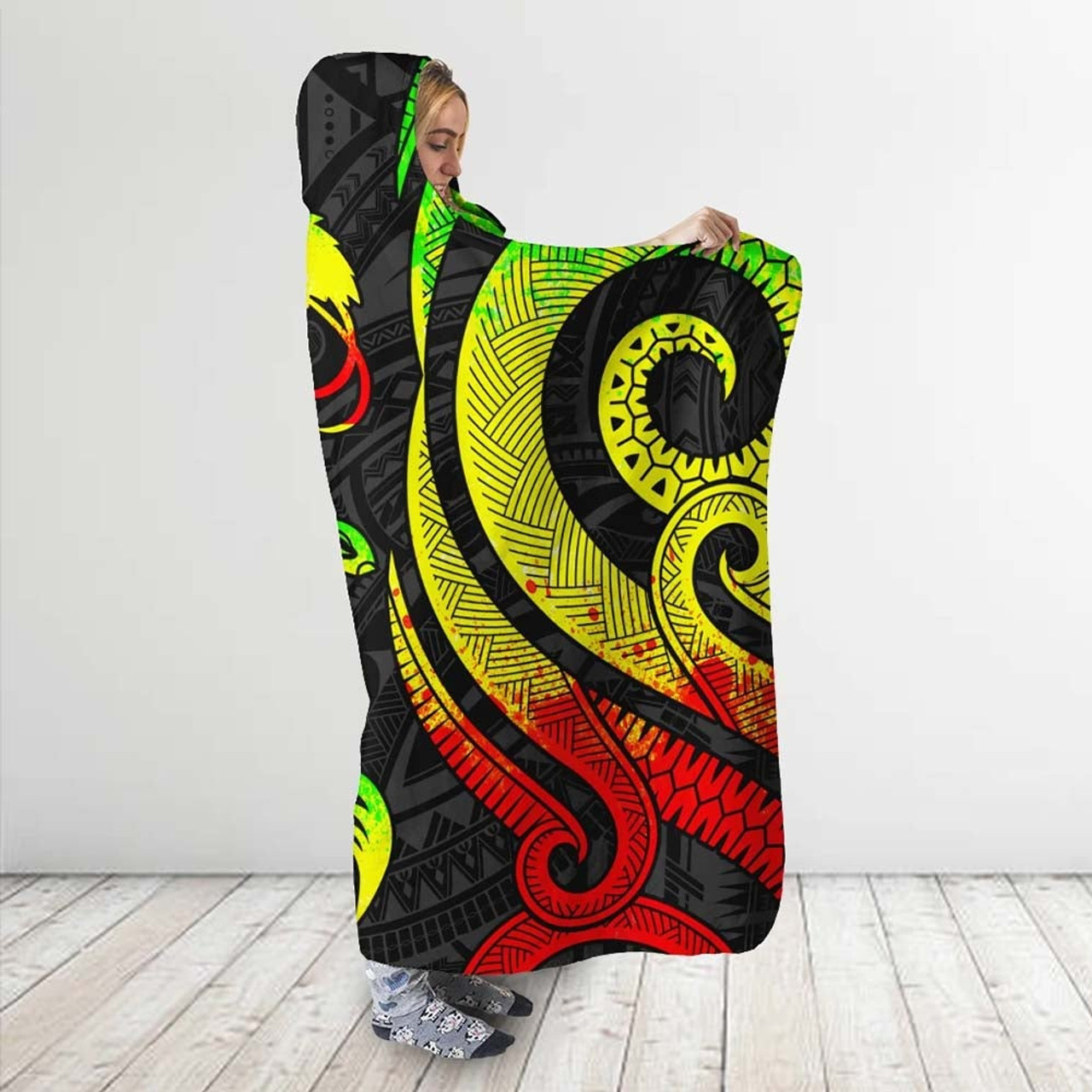 Papua New Guinea Hooded Blanket - Reggae Tentacle Turtle 3