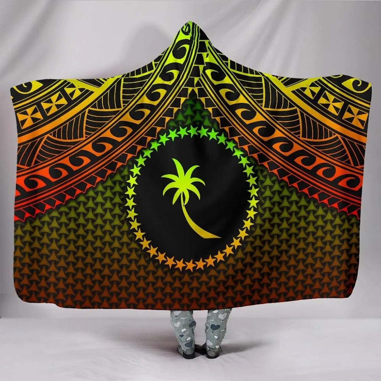 Polynesian Chuuk Hooded Blanket - Reggae Vintage Polynesian Patterns 1