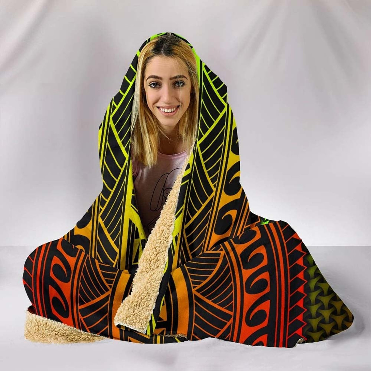 Polynesian Chuuk Hooded Blanket - Reggae Vintage Polynesian Patterns 5