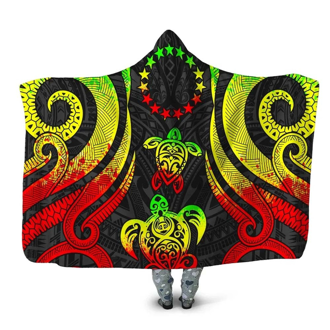 Cook Islands Hooded Blanket - Reggae Tentacle Turtle 1