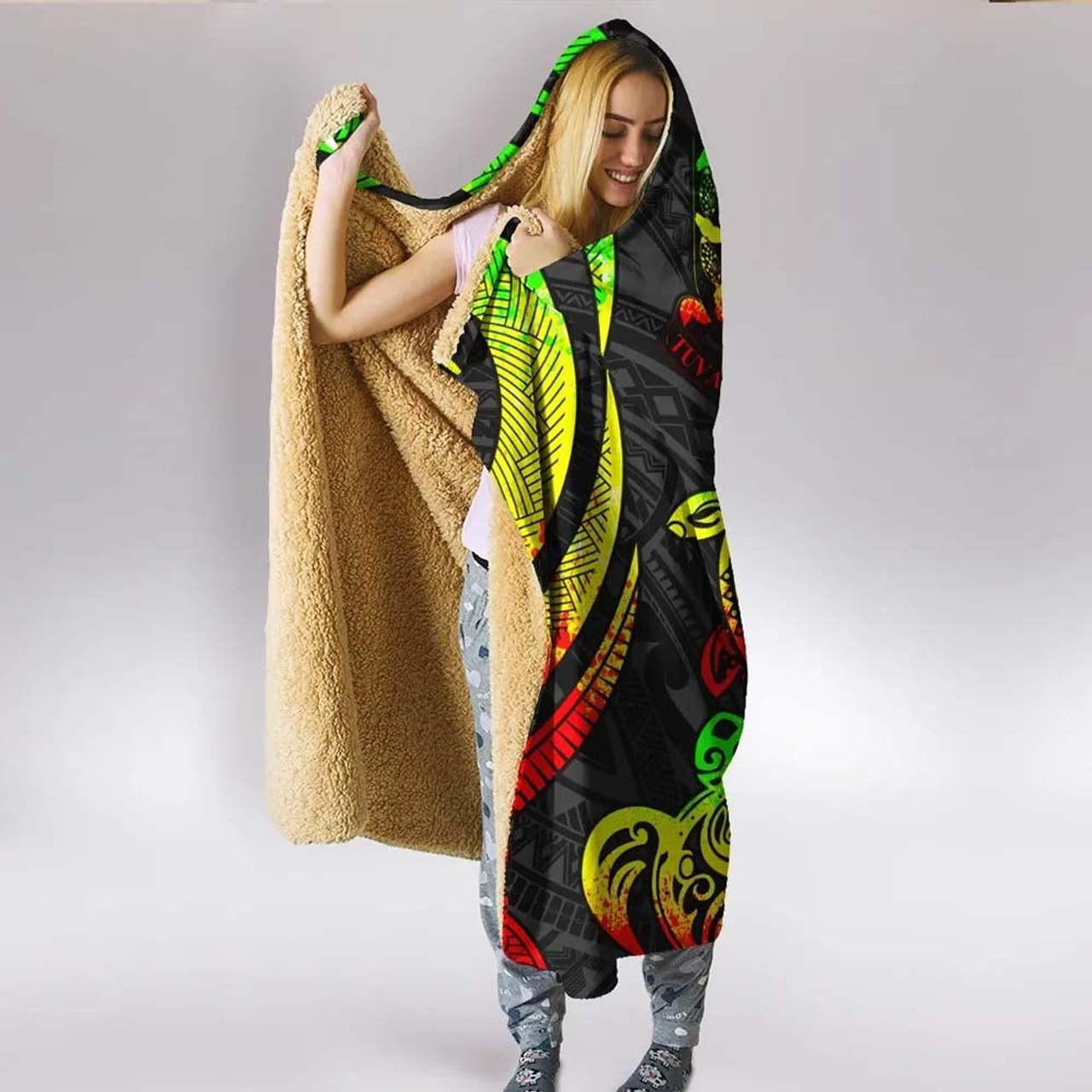 Tuvalu Hooded Blanket - Reggae Tentacle Turtle 2