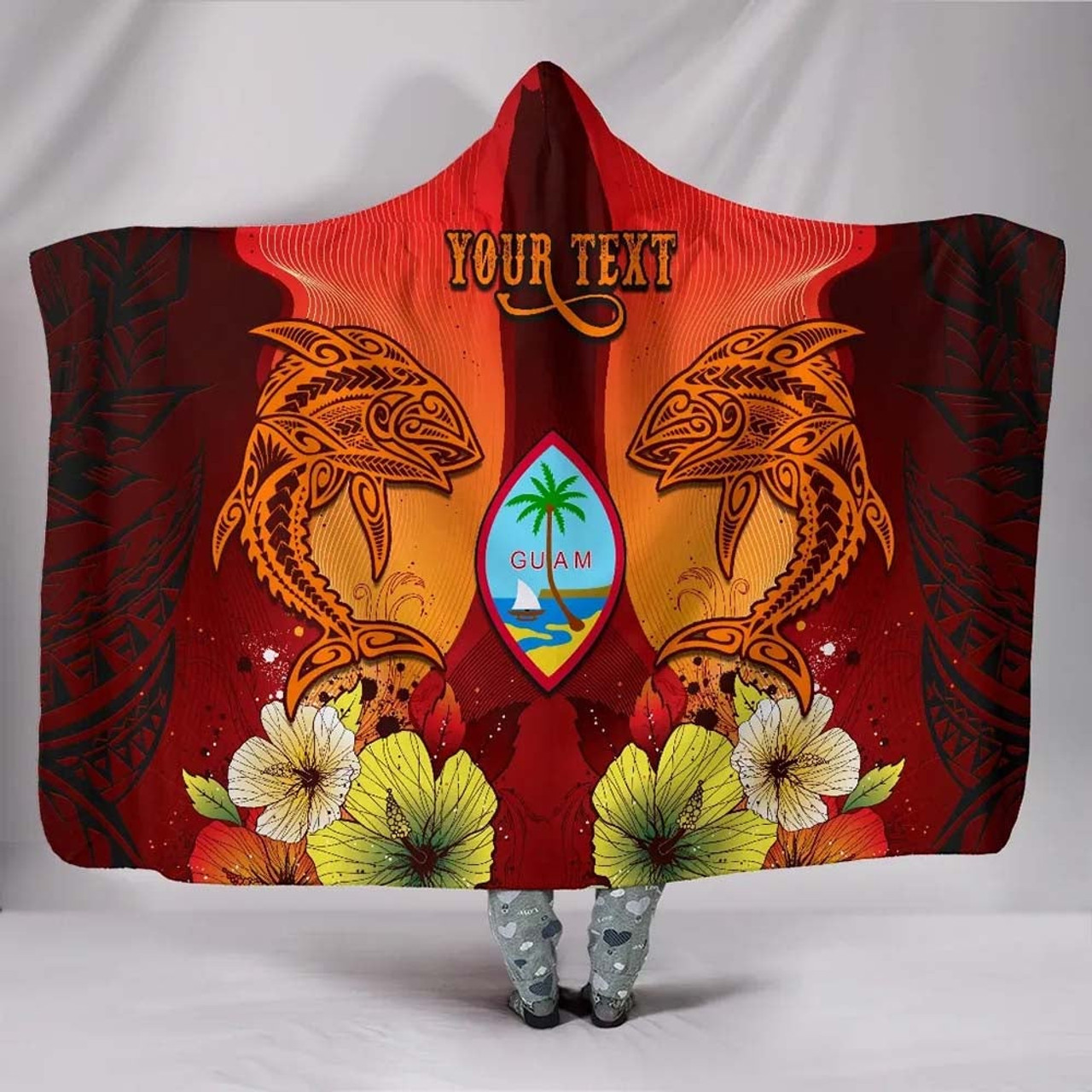 Guam Custom Personalised Hooded Blankets - Tribal Tuna Fish 1