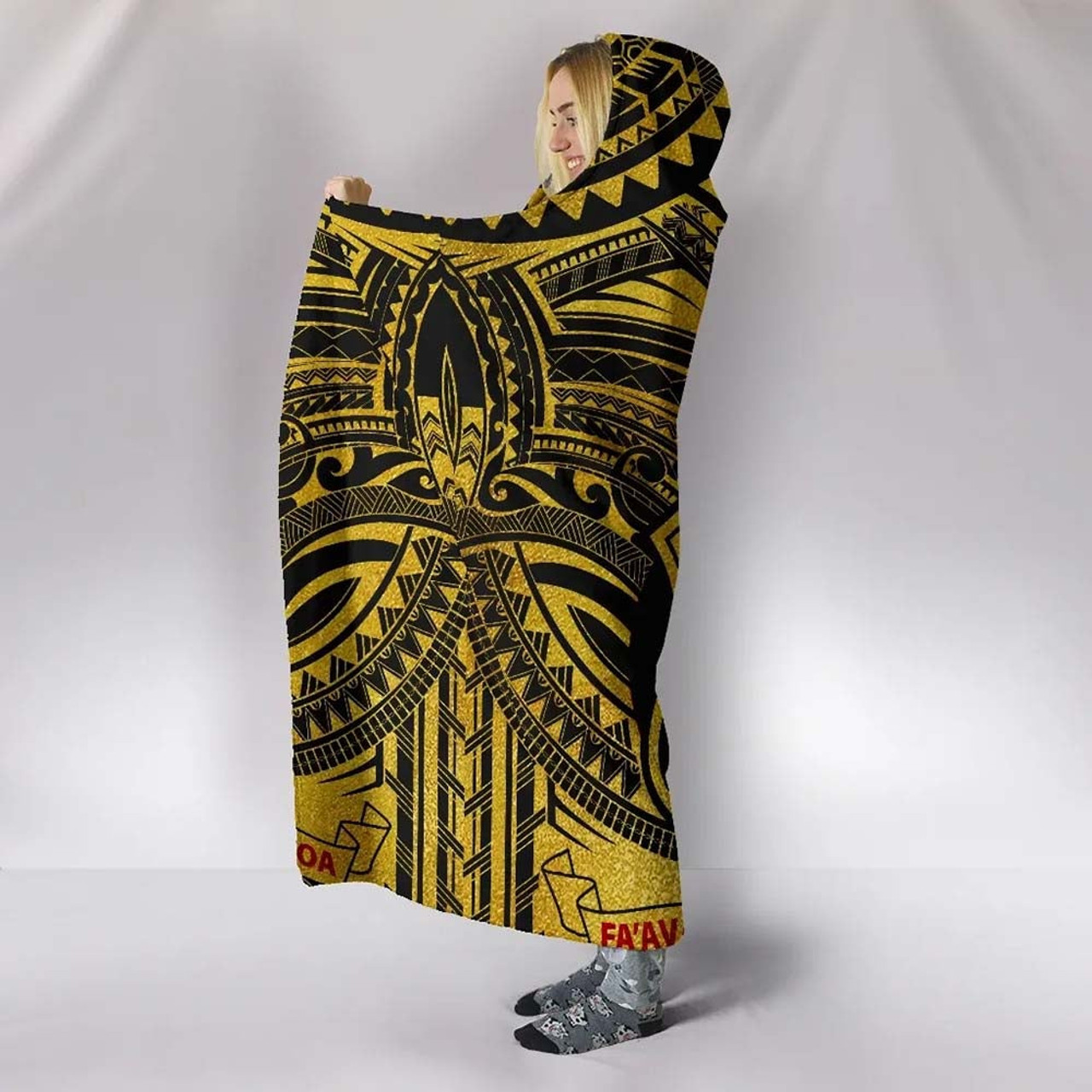 Samoa Blanket - Coat Of Arm Gold Black 4