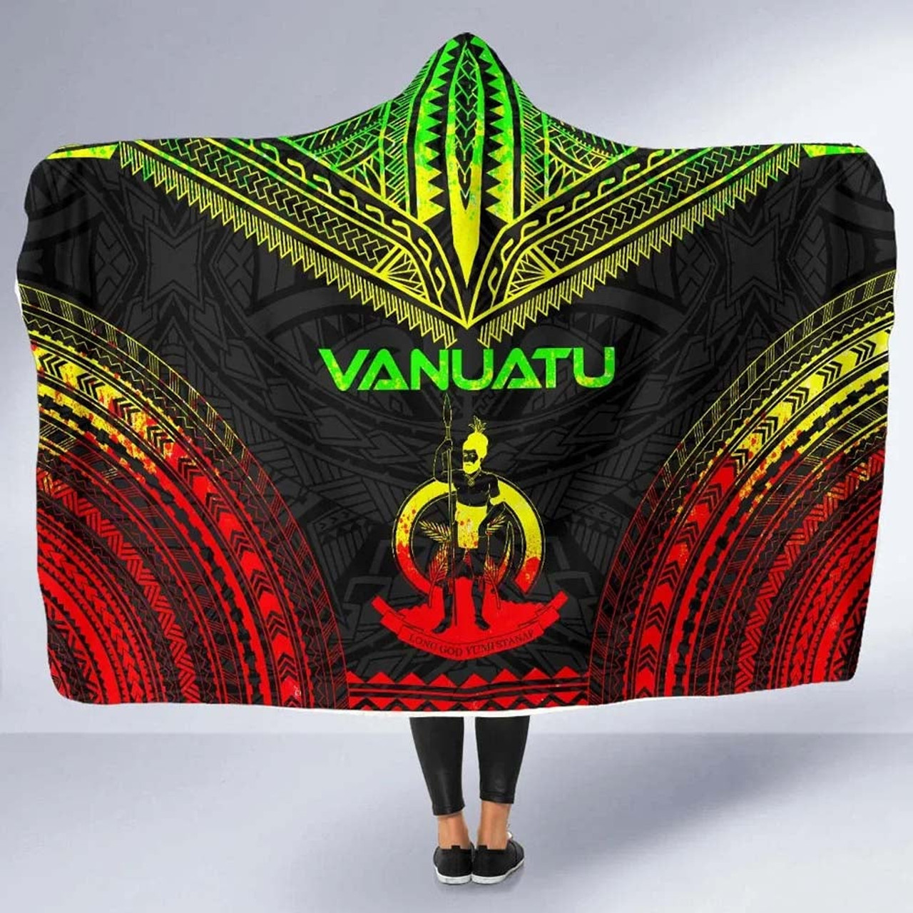 Vanuatu Polynesian Chief Hooded Blanket - Reggae Version 5