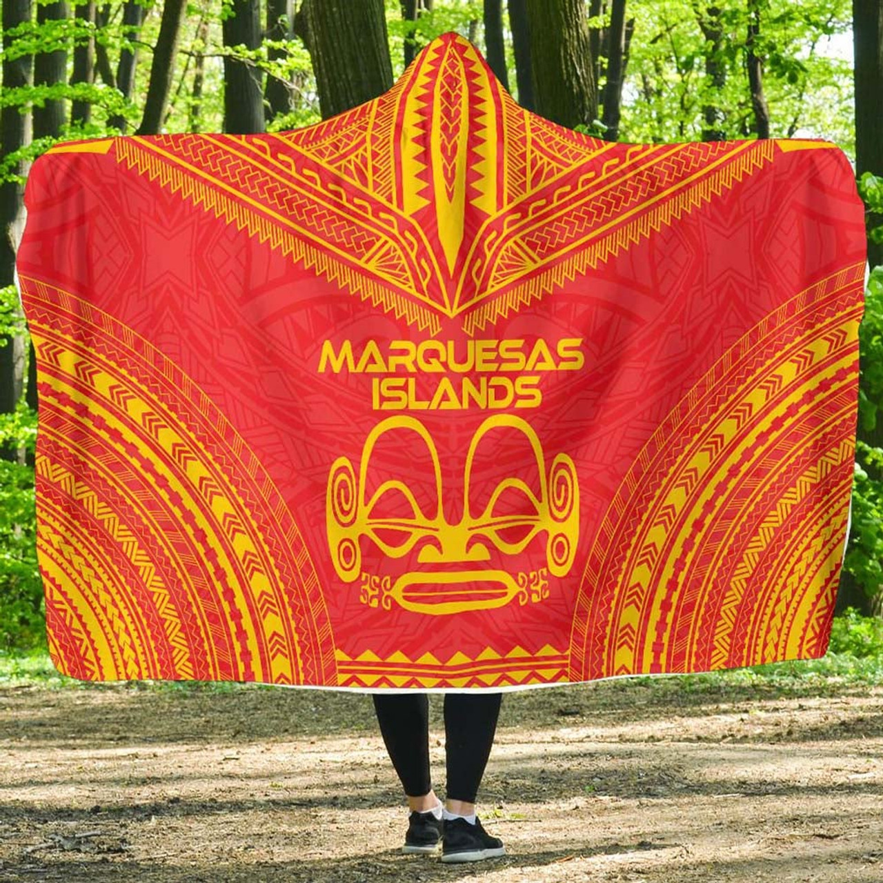 Marquesas Islands Flag Polynesian Chief Hooded Blanket 1