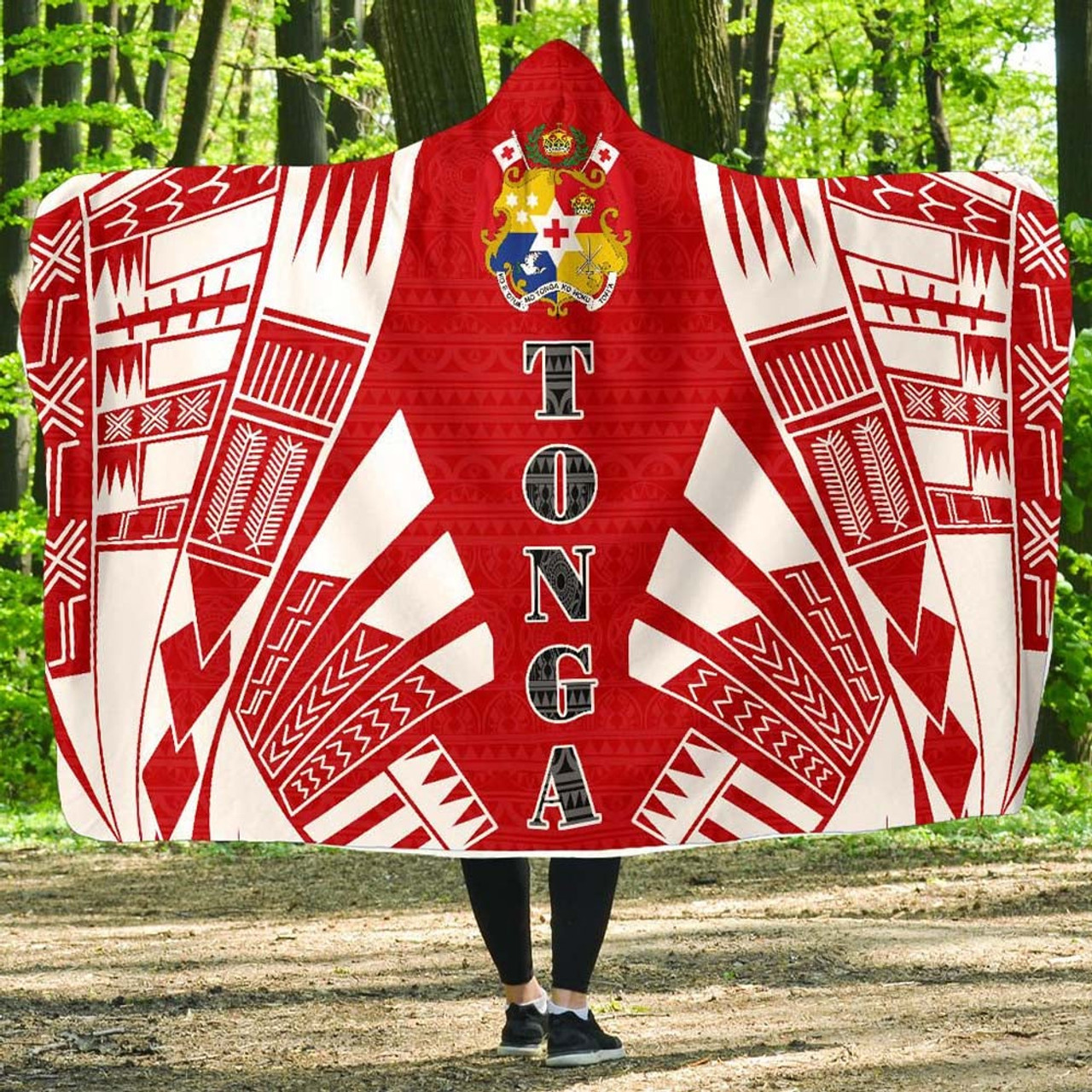Tonga Hooded Blanket - Polynesian Tattoo Flag 1