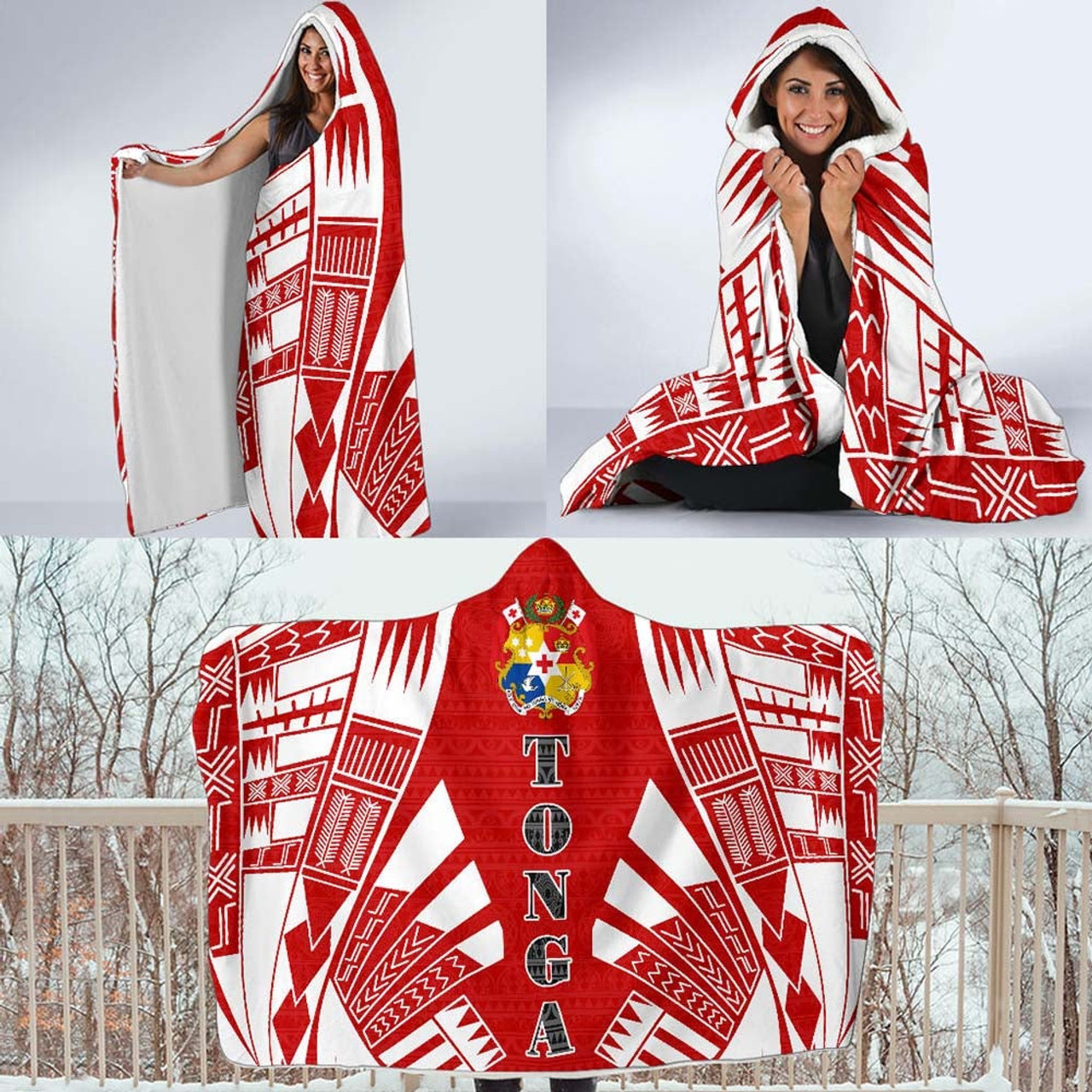 Tonga Hooded Blanket - Polynesian Tattoo Flag 4