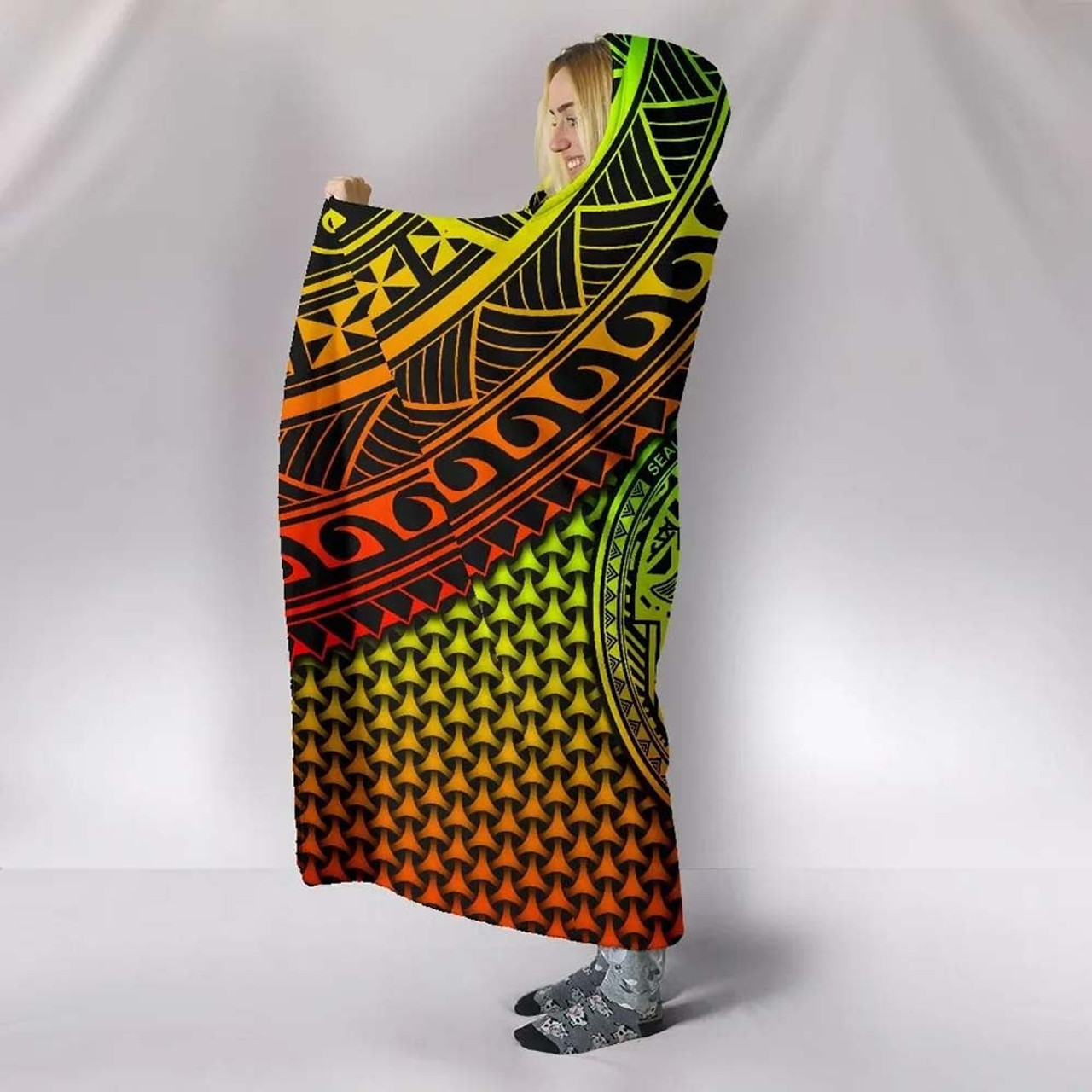 Polynesian American Samoa Hooded Blanket - Reggae Vintage Polynesian Patterns 4