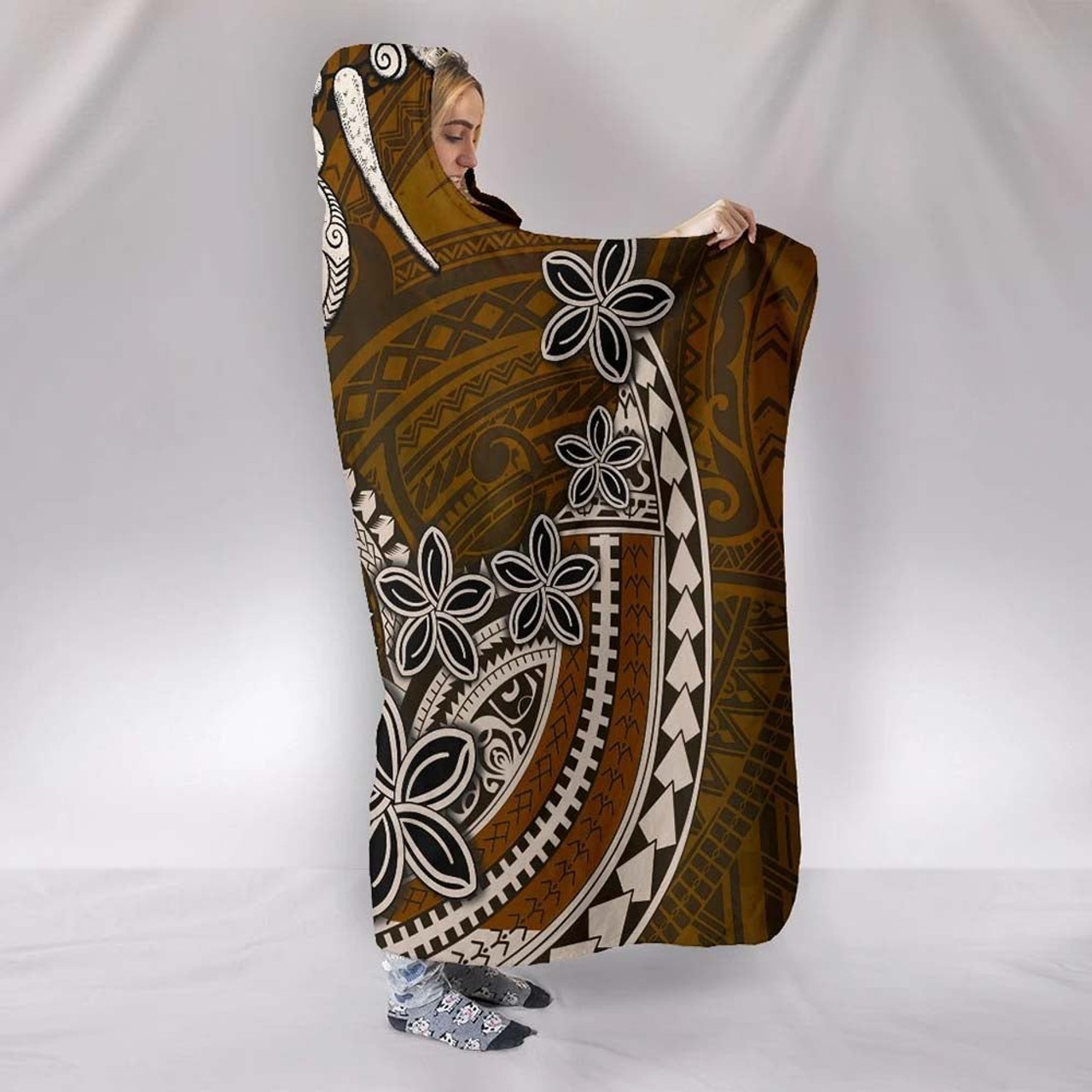 Chuuk Custom Personalised Hooded Blankets - Polynesian Boar Tusk 4