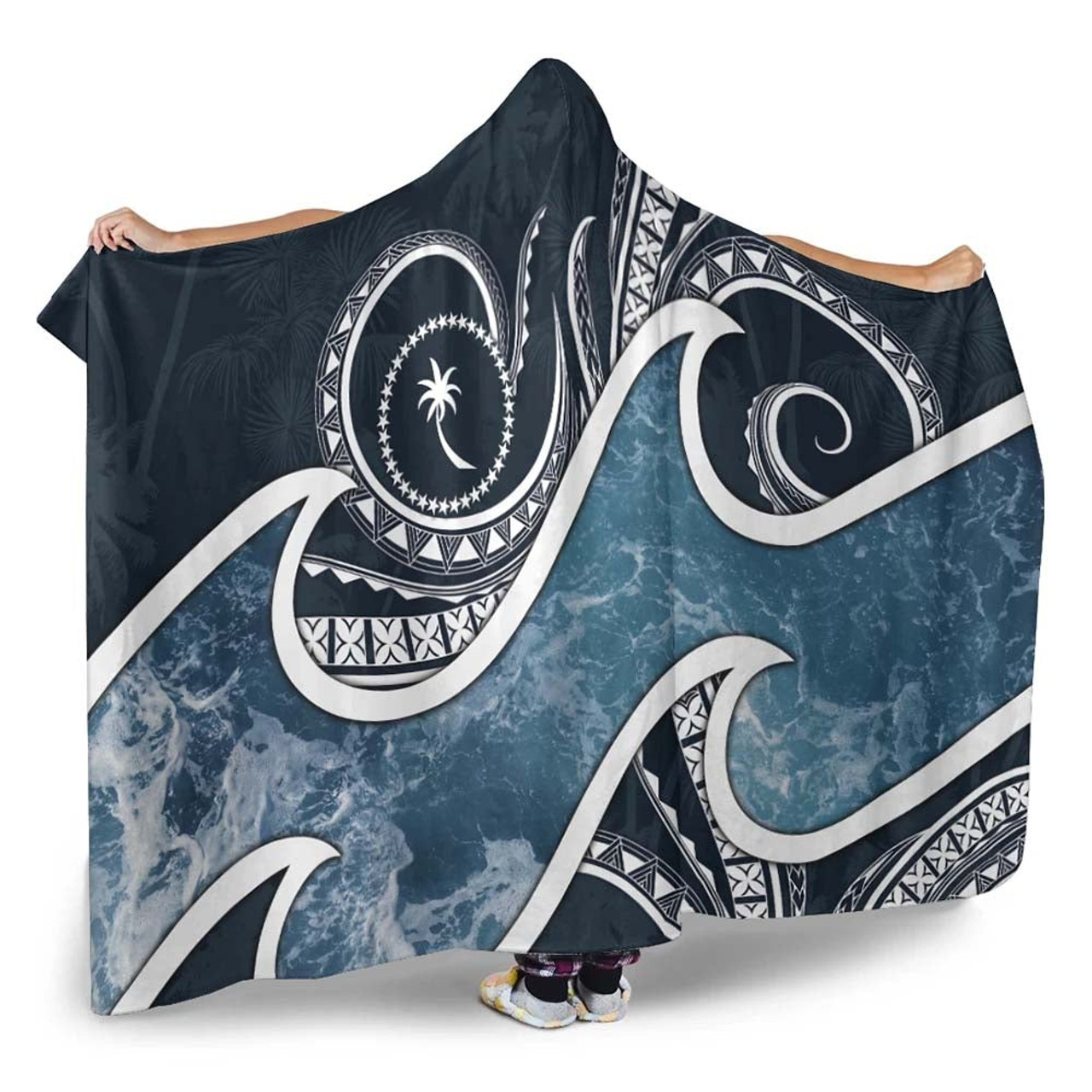 Chuuk Islands Polynesian Hooded Blanket - Ocean Style 2