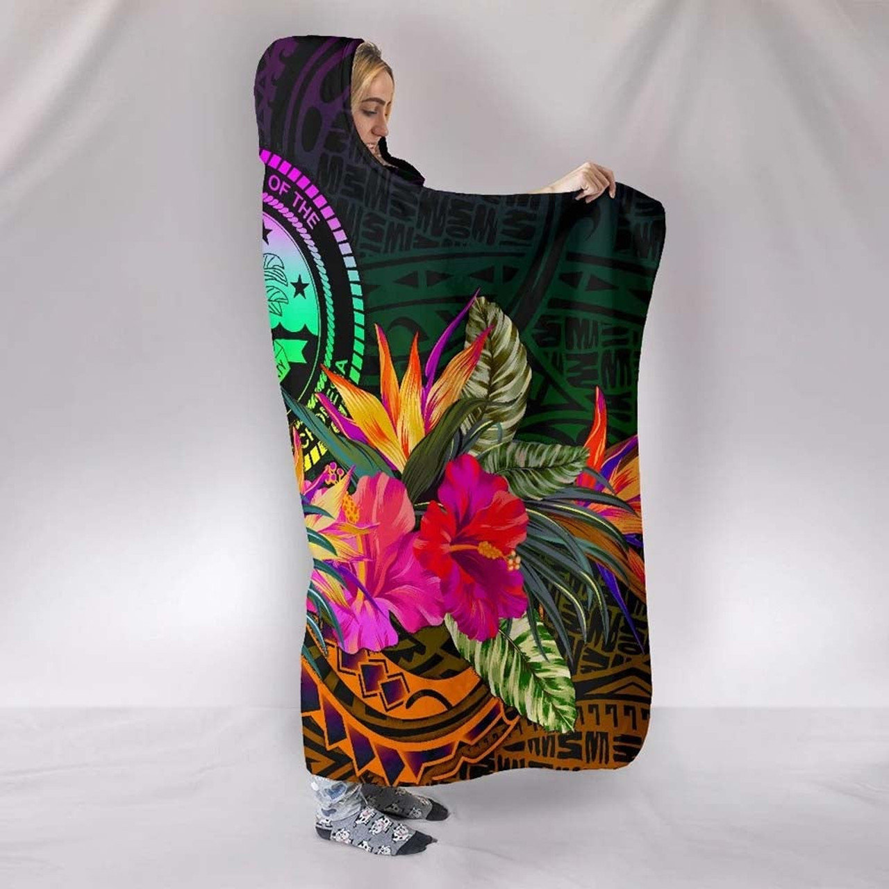 Federated States of Micronesia Hooded Blanket - Summer Hibiscus 2