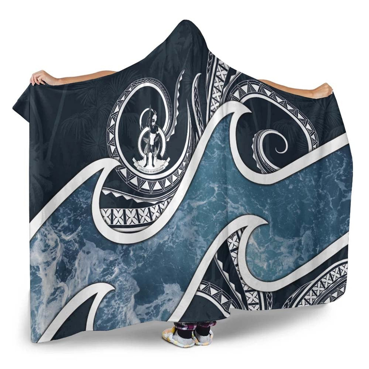 Vanuatu Polynesian Hooded Blanket - Ocean Style 3