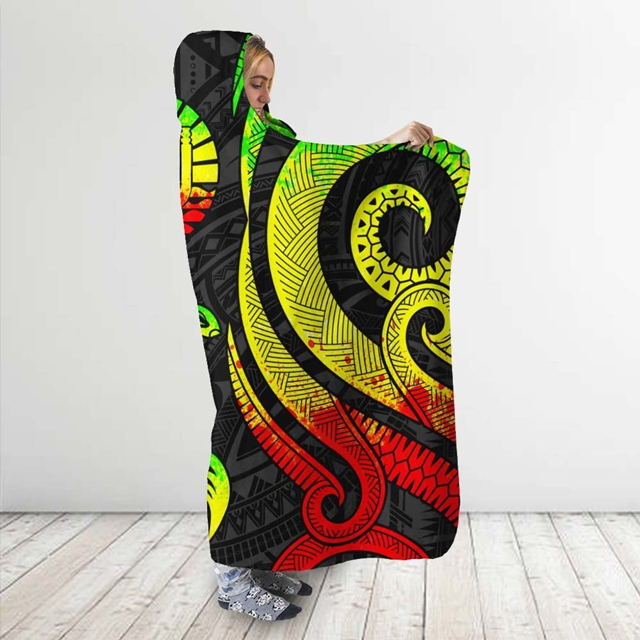 Tahiti Hooded Blanket - Reggae Tentacle Turtle 3