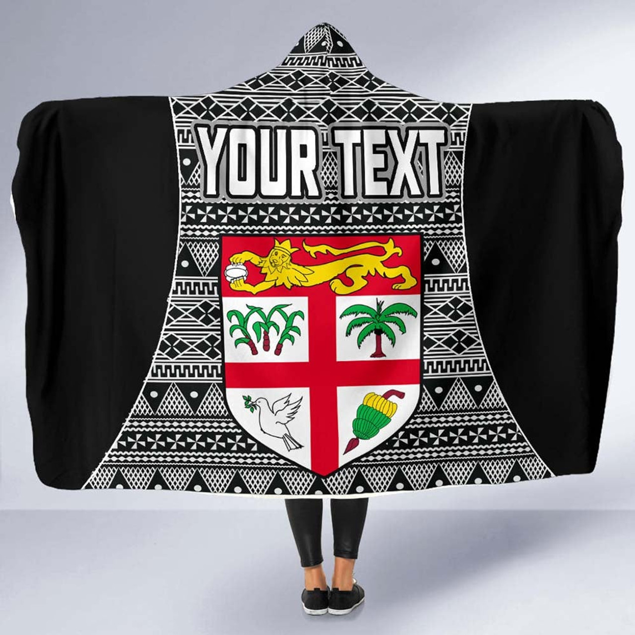 Fiji Custom Personalised Hooded Blanket - Tapa Pattern Sport Style 5