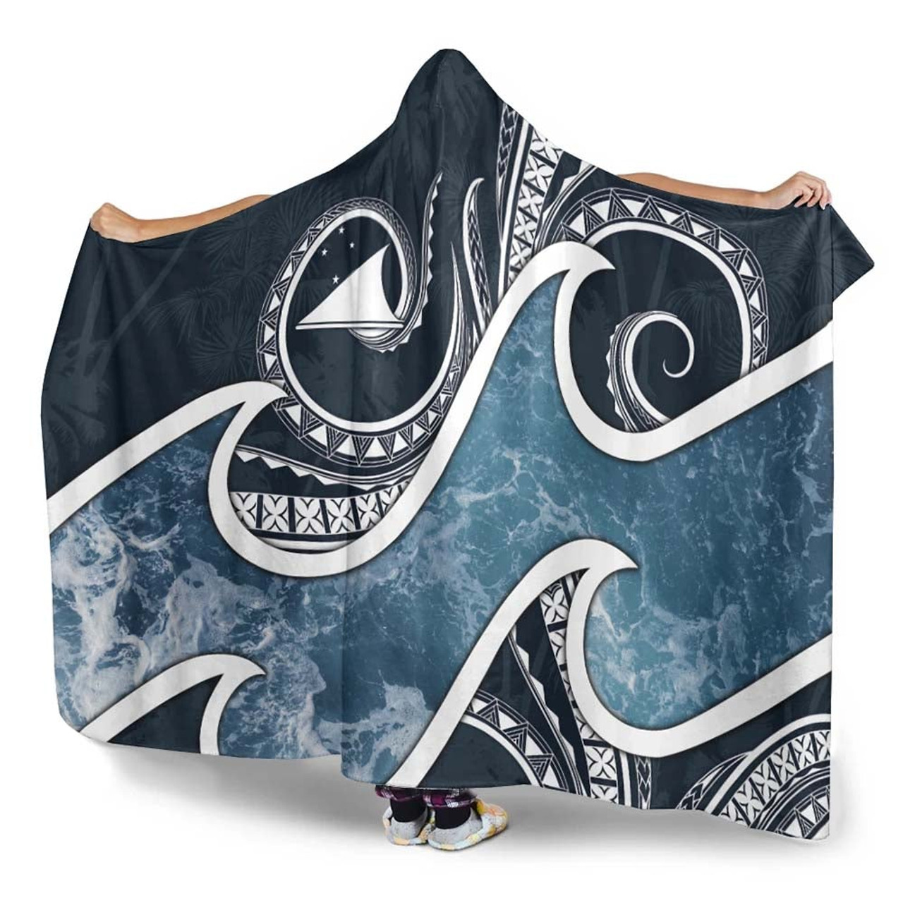 Tokelau Polynesian Hooded Blanket - Ocean Style 1