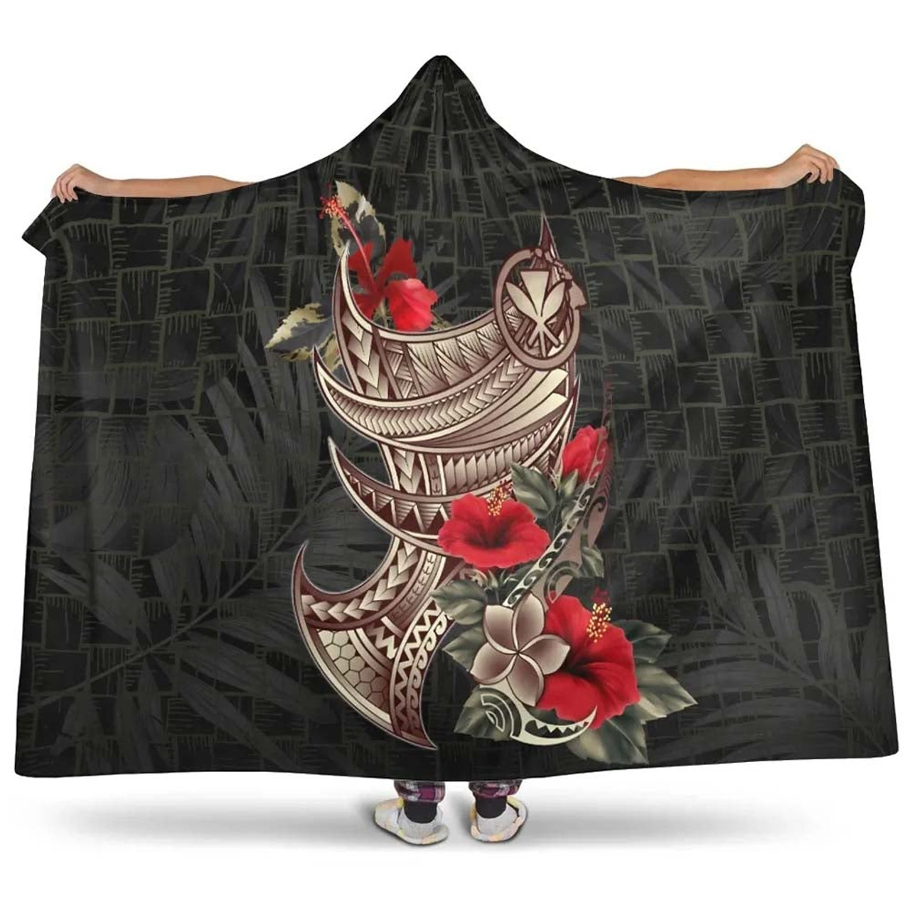 Hawaii Hooded Blanket - Kanaka Maoli Polynesian Tribal Tatoo 1