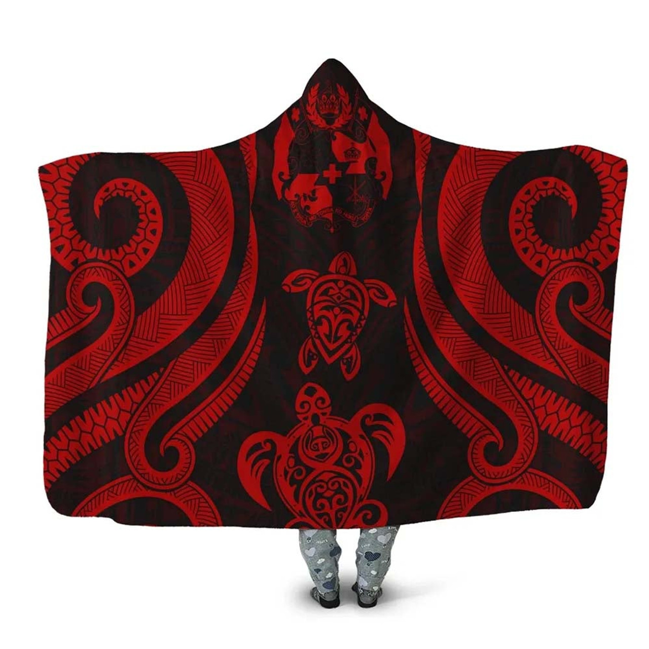 Tonga Hooded Blanket - Red Tentacle Turtle 1