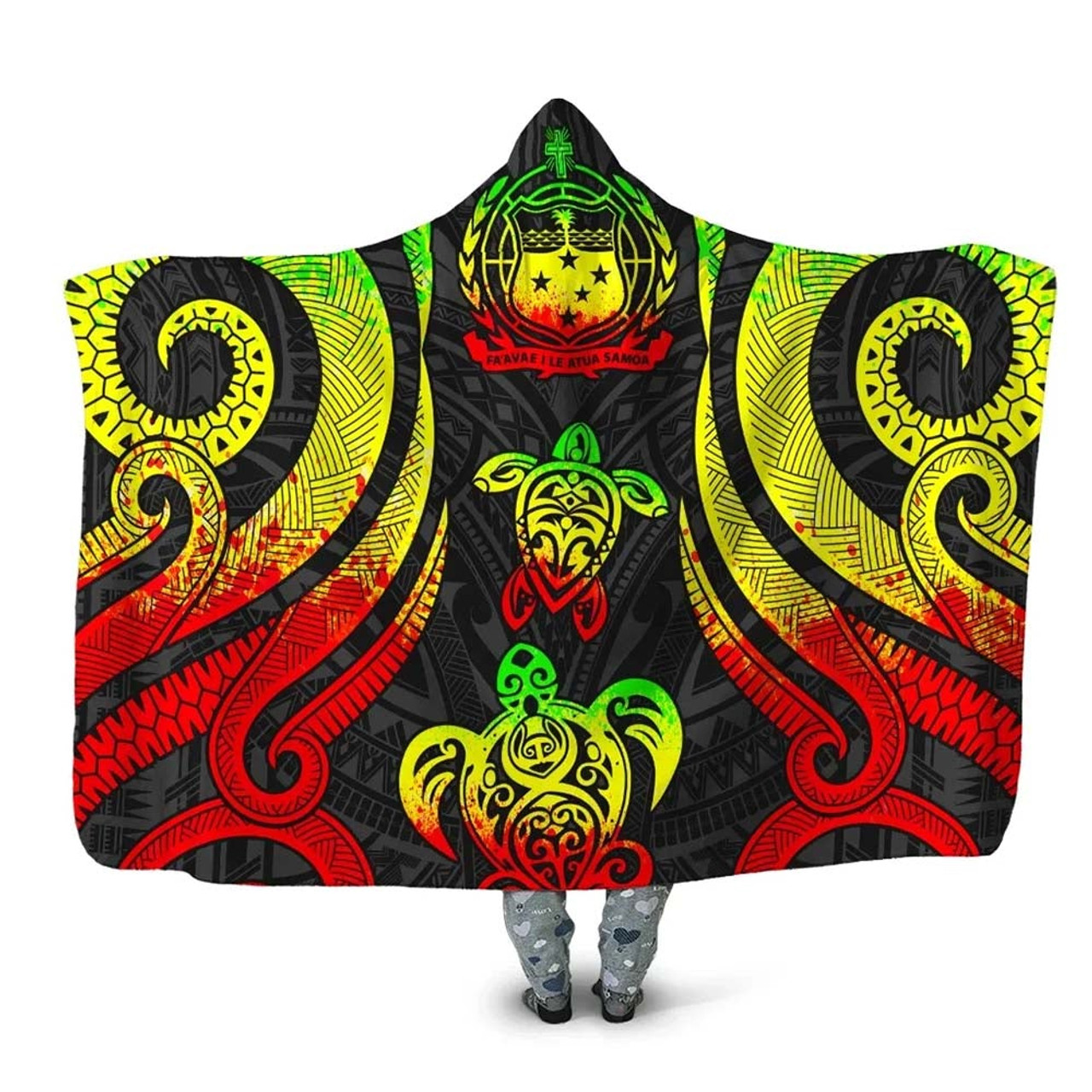 Samoa Hooded Blanket - Reggae Tentacle Turtle 1