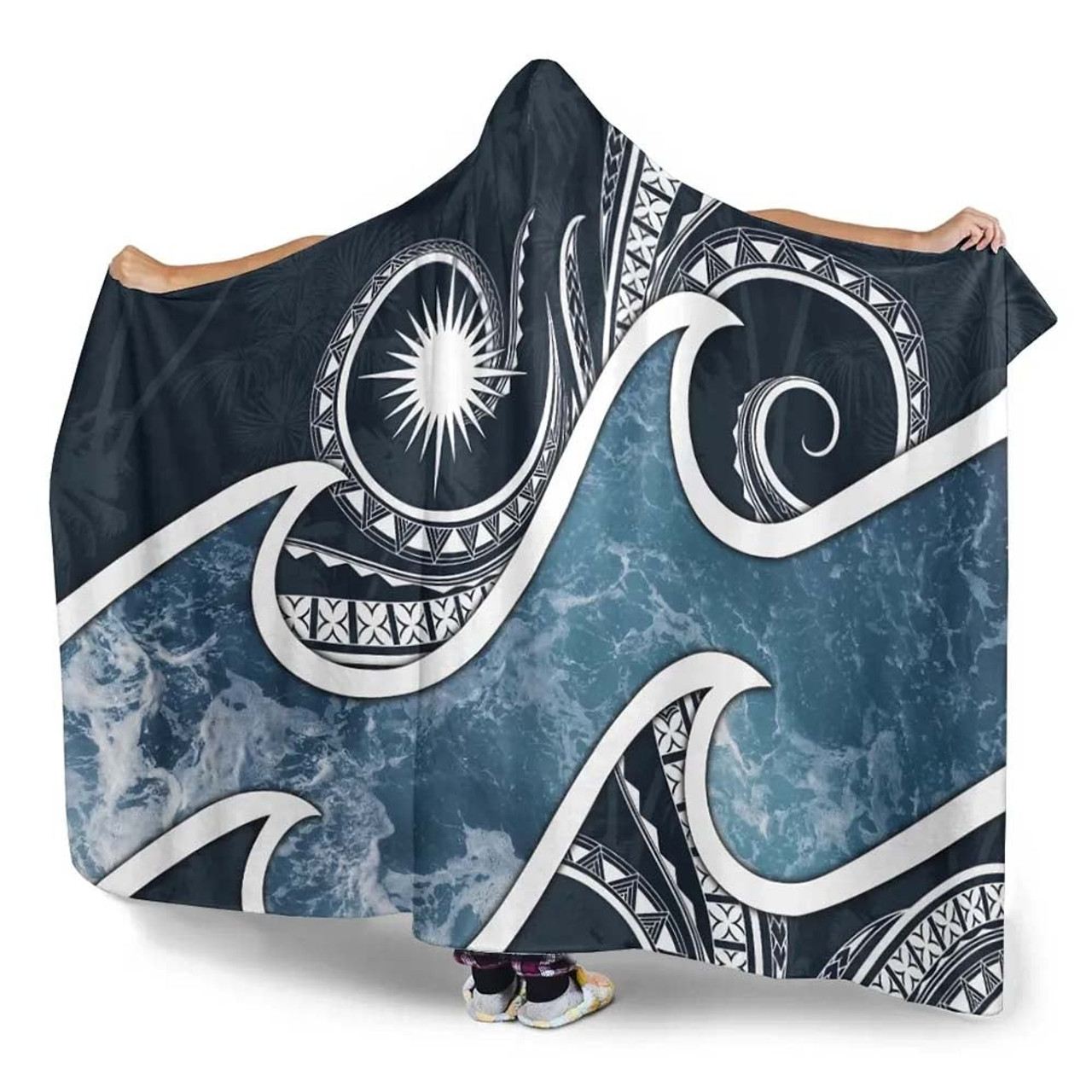 Marshall Islands Polynesian Hooded Blanket - Ocean Style 2