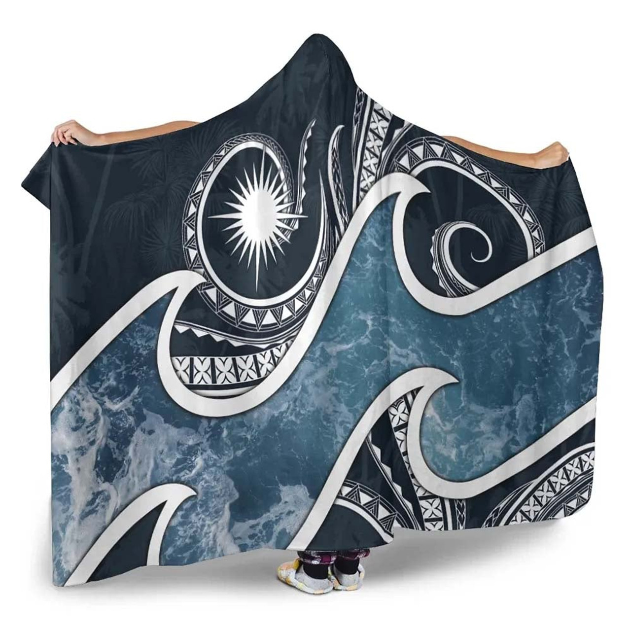 Marshall Islands Polynesian Hooded Blanket - Ocean Style 3