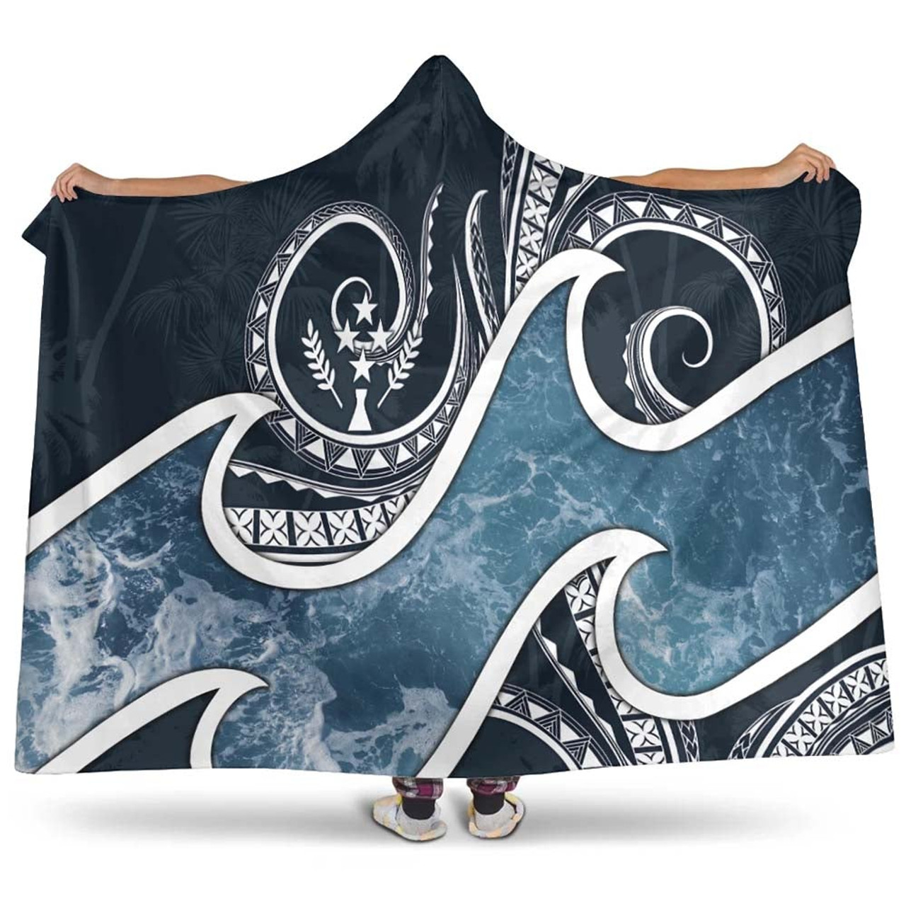 Kosrae Islands Polynesian Hooded Blanket - Ocean Style 1