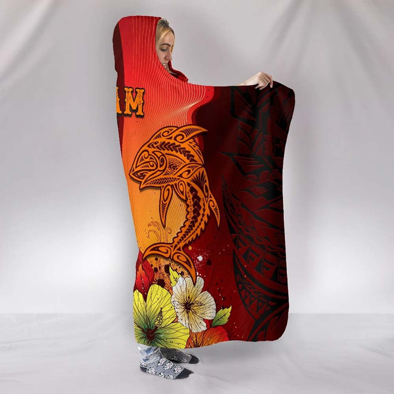 Guam Hooded Blankets - Tribal Tuna Fish 2