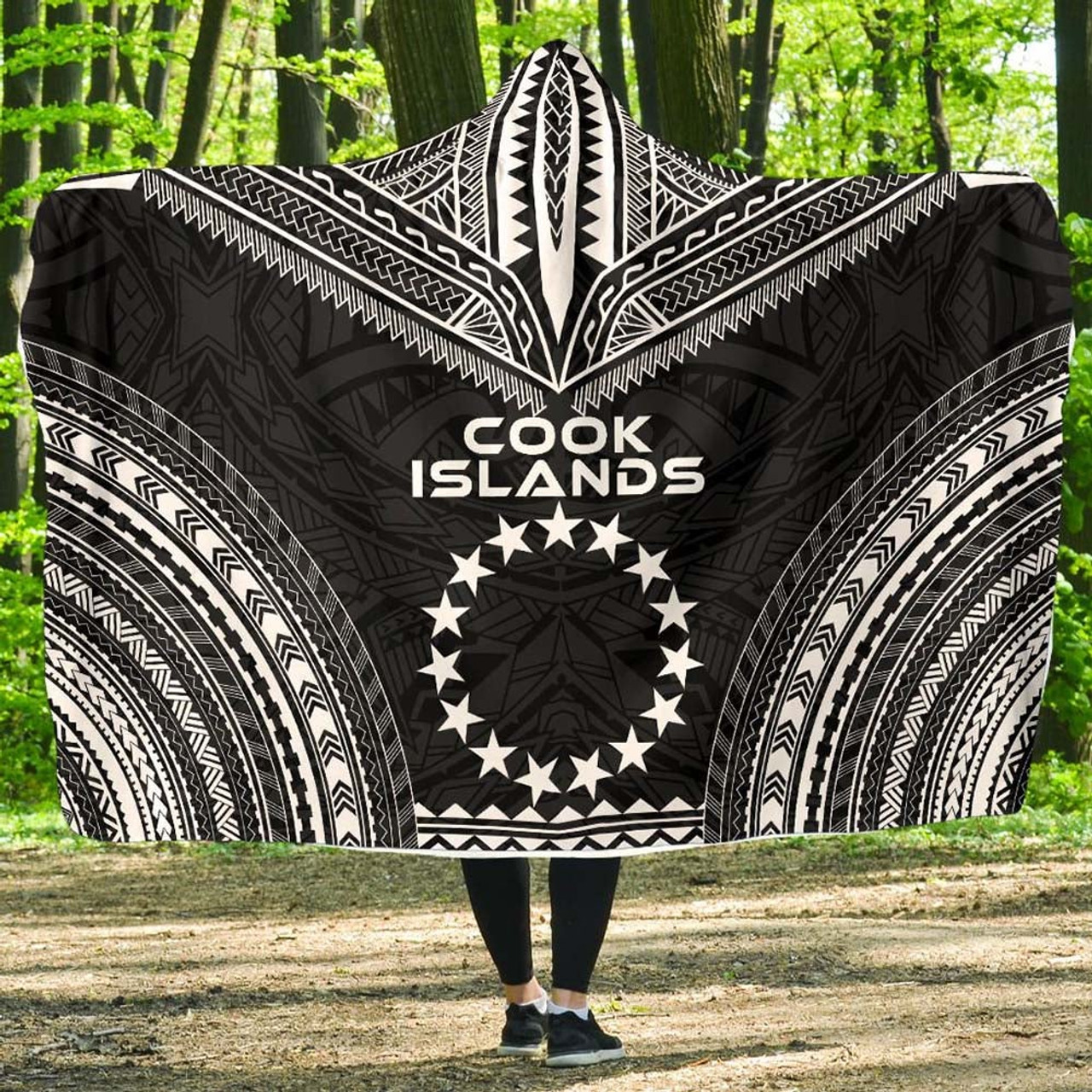 Cook Islands Polynesian Chief Hooded Blanket - Black Version 1