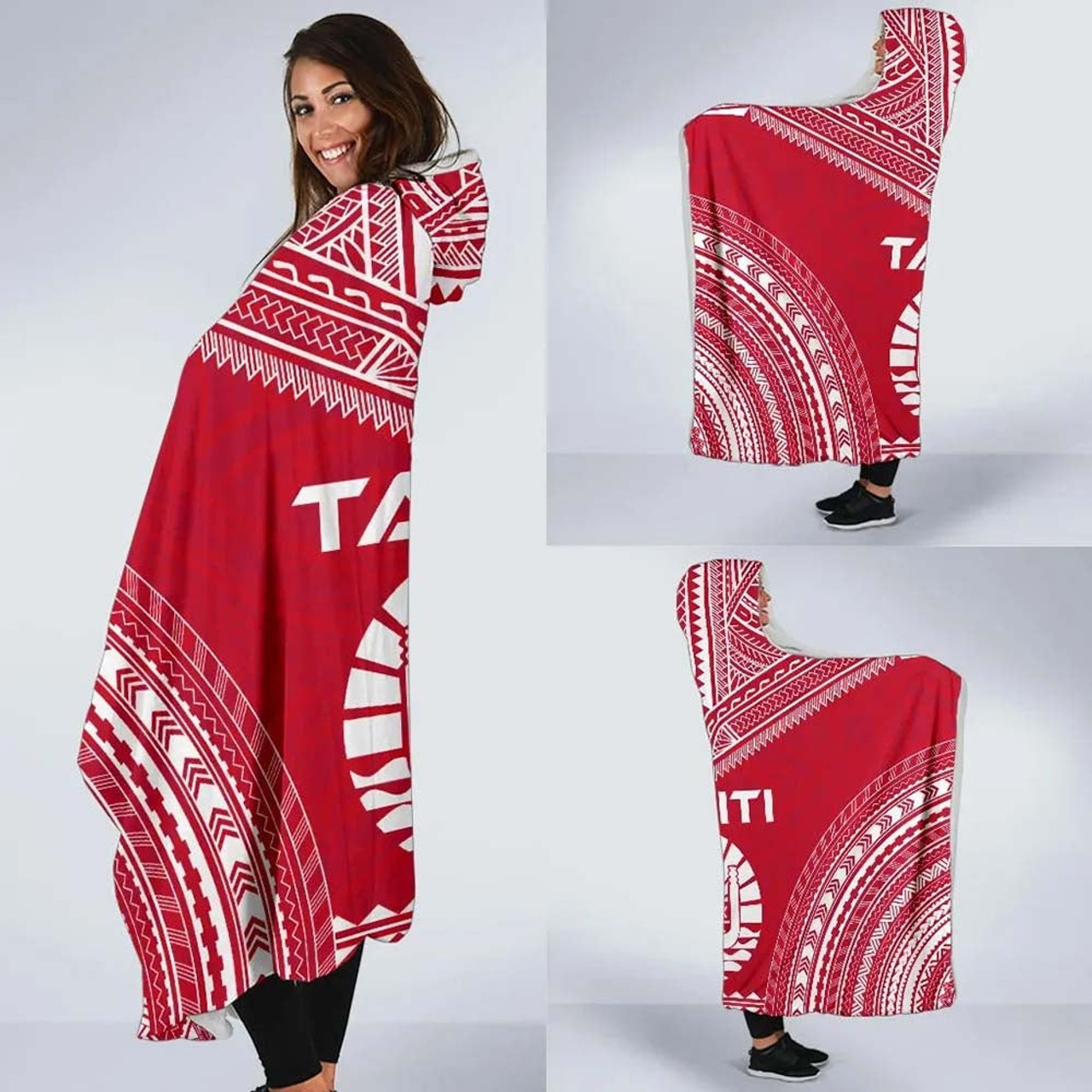 Tahiti Flag Polynesian Chief Hooded Blanket 2
