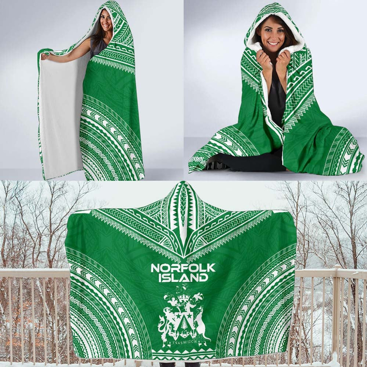 Norfolk Island Flag Polynesian Chief Hooded Blanket 4