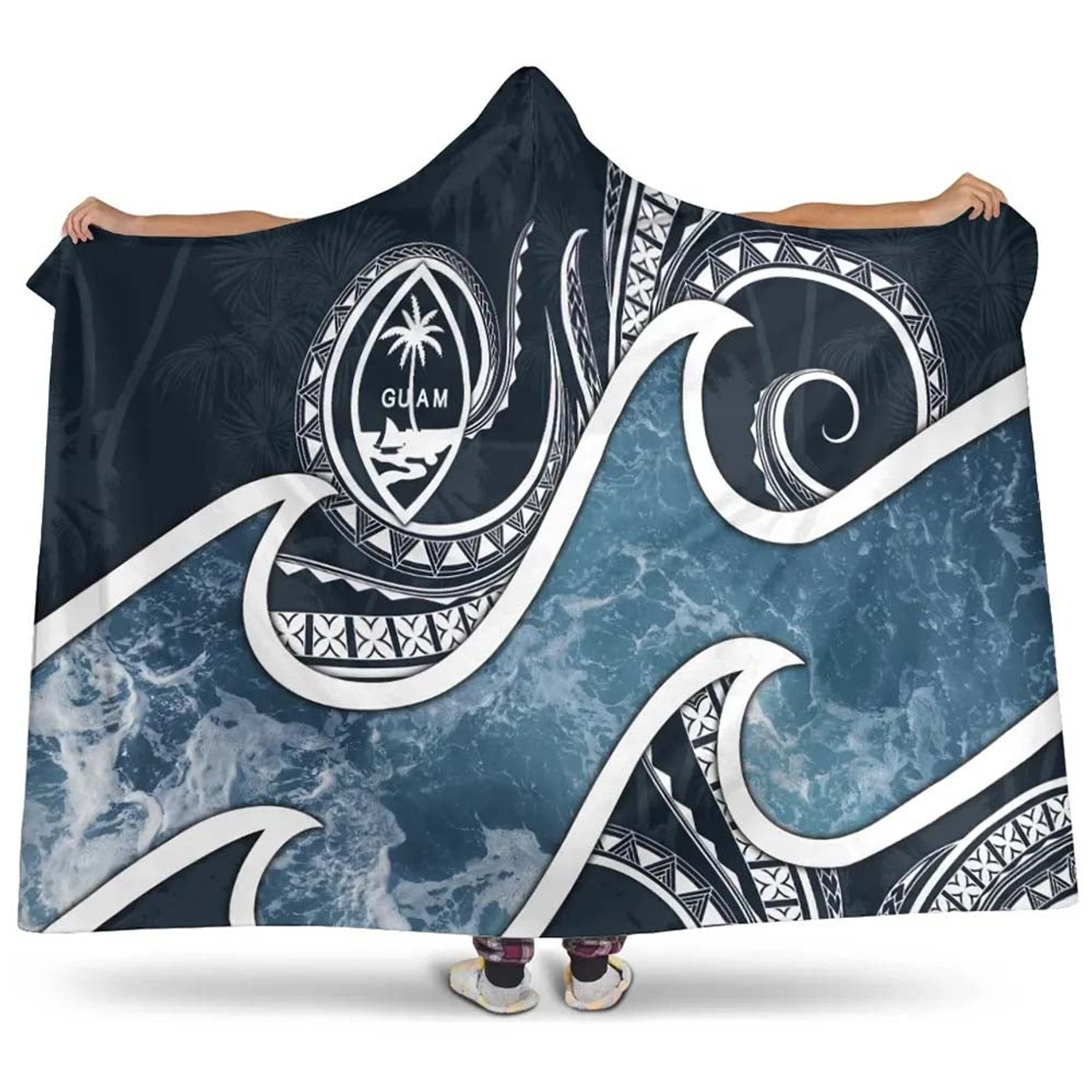 Guam Polynesian Hooded Blanket - Ocean Style 1