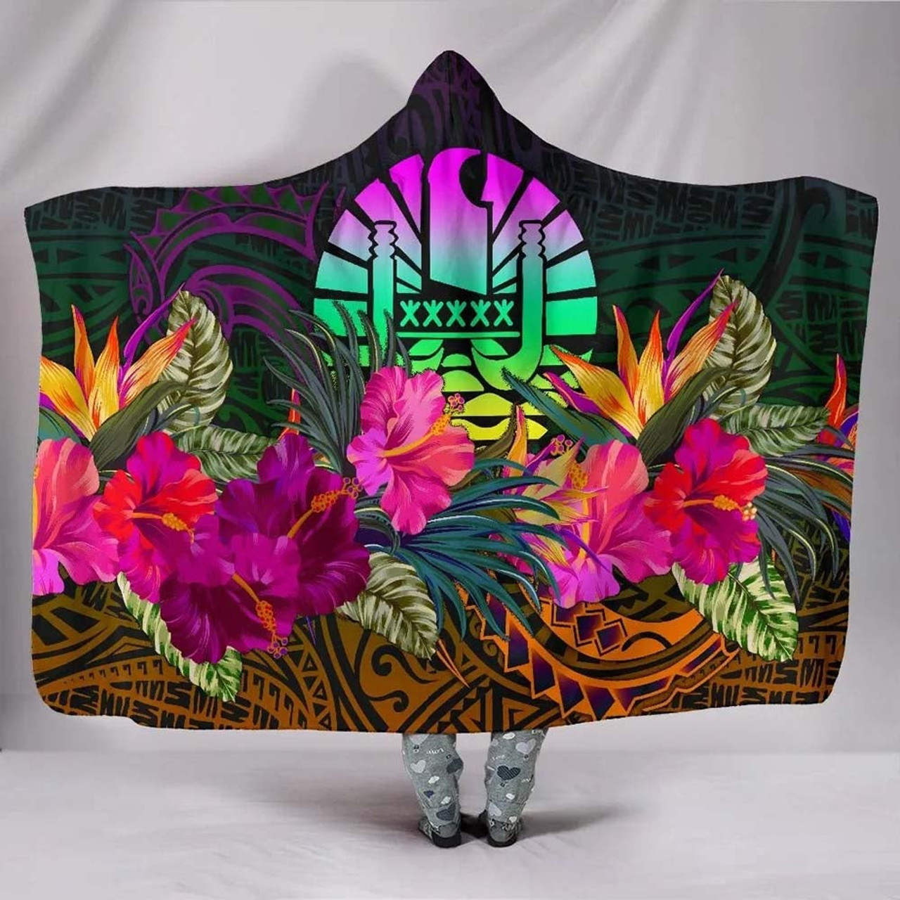 Tahiti Hooded Blanket - Summer Hibiscus 1