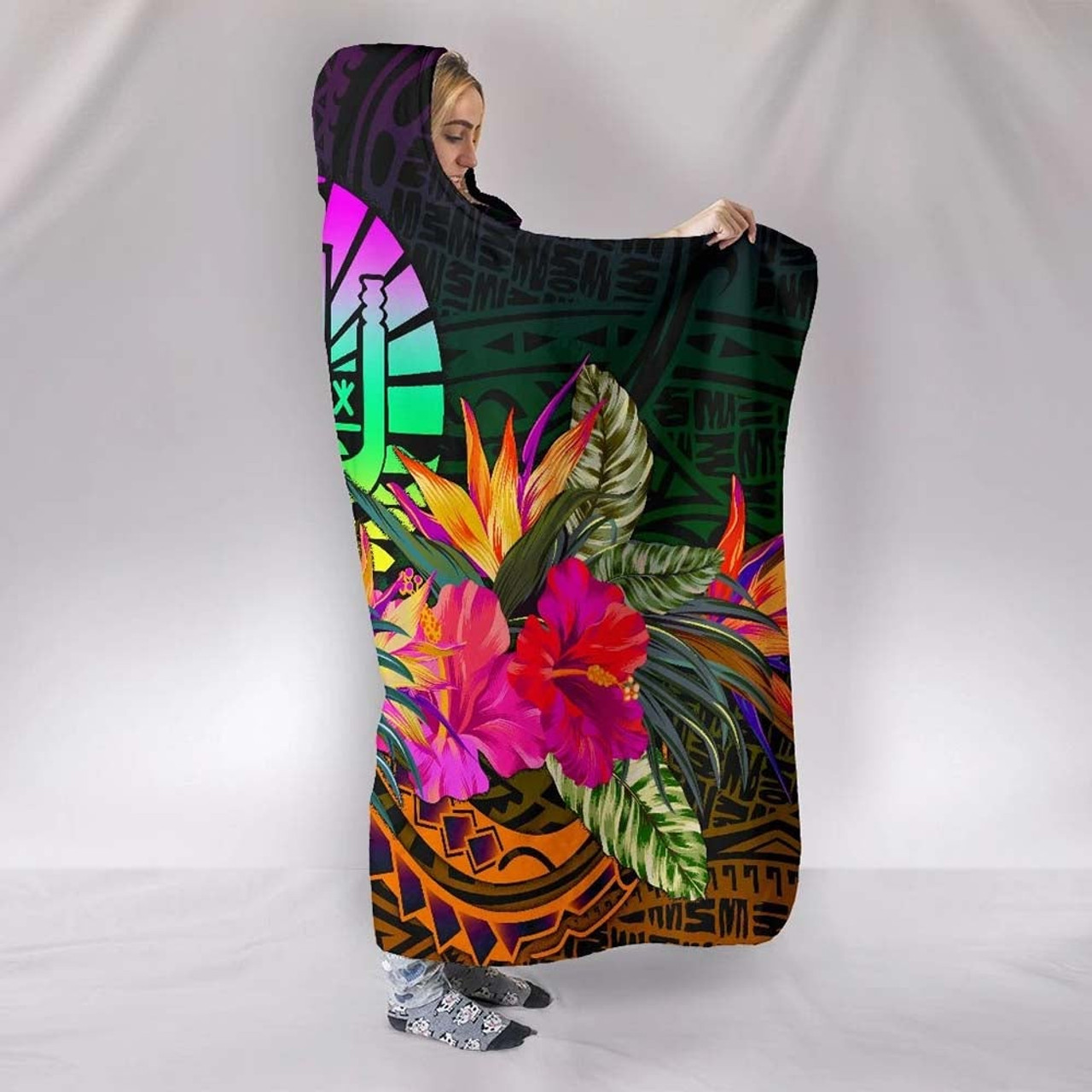 Tahiti Hooded Blanket - Summer Hibiscus 2