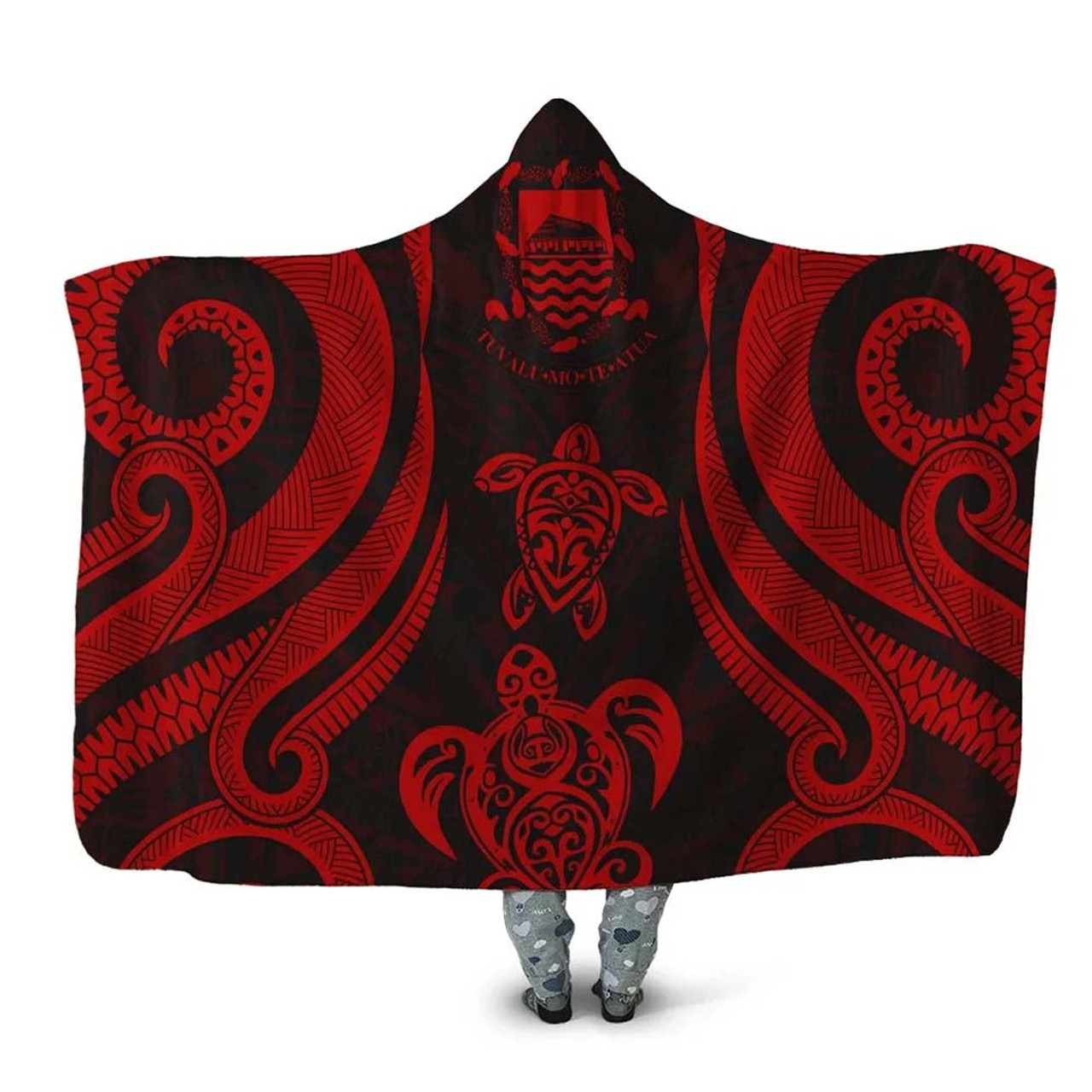 Tuvalu Hooded Blanket - Red Tentacle Turtle 1