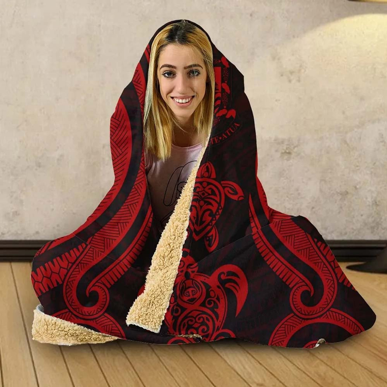 Tuvalu Hooded Blanket - Red Tentacle Turtle 2