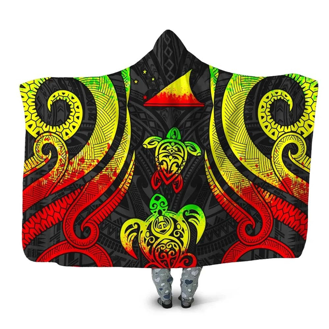 Tokelau Hooded Blanket - Reggae Tentacle Turtle 1