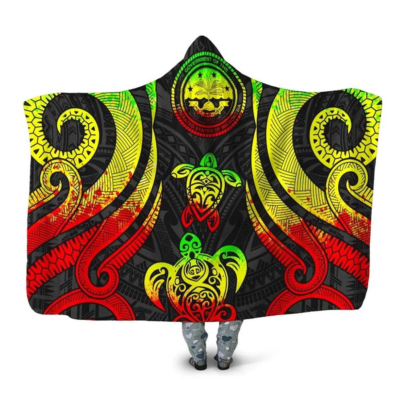 Federated States of Micronesia Hooded Blanket - Reggae Tentacle Turtle 1