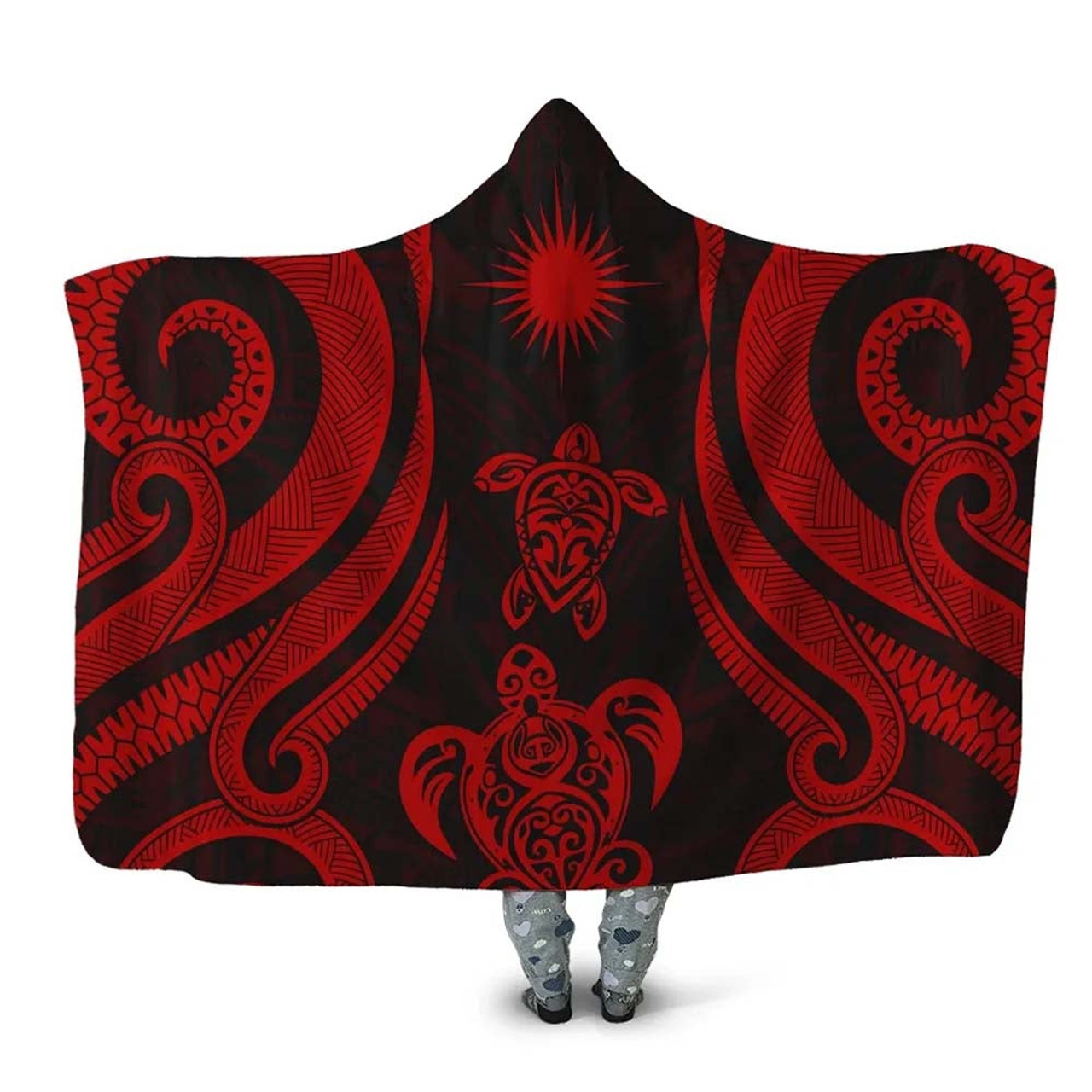 Marshall Islands Hooded Blanket - Red Tentacle Turtle 1