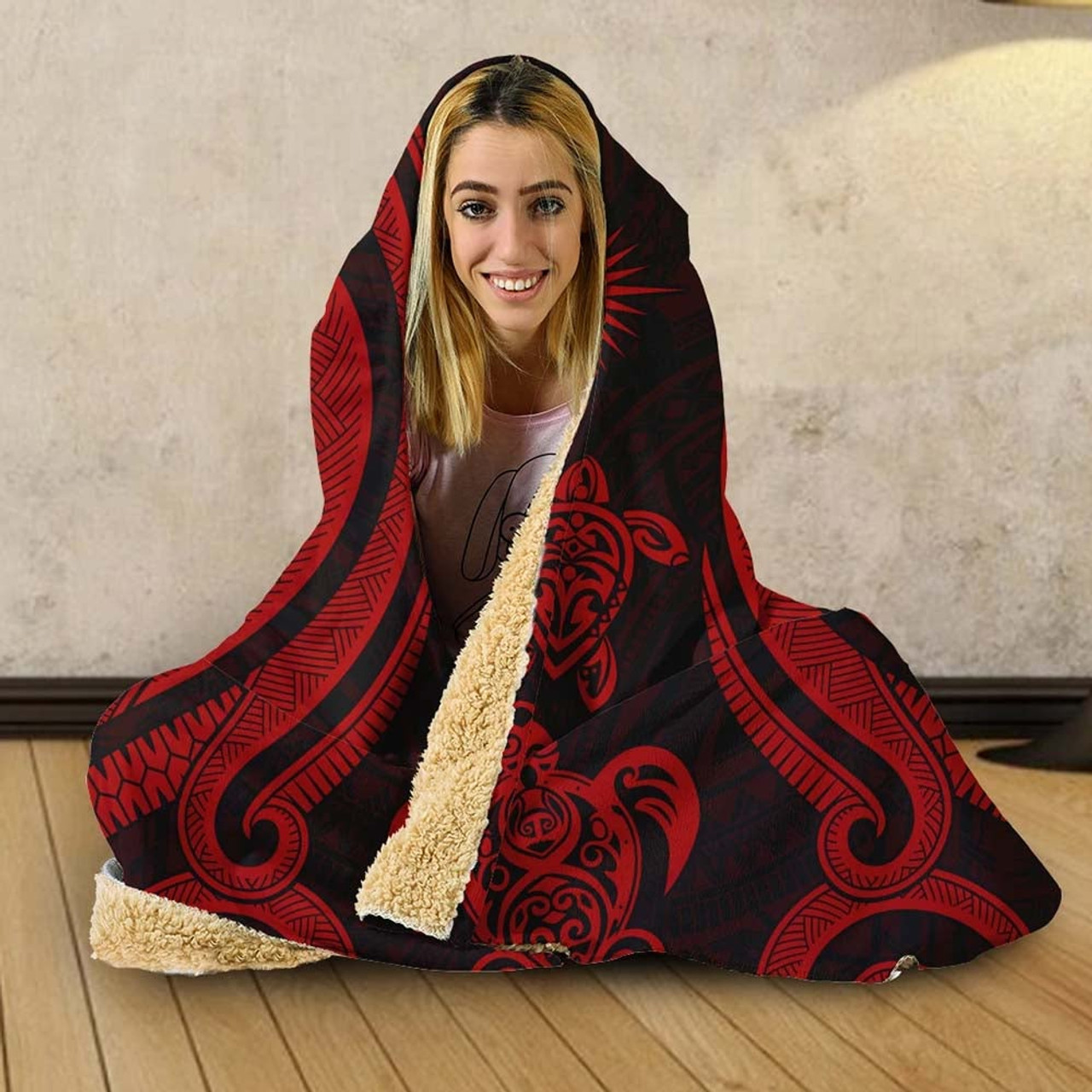 Marshall Islands Hooded Blanket - Red Tentacle Turtle 2