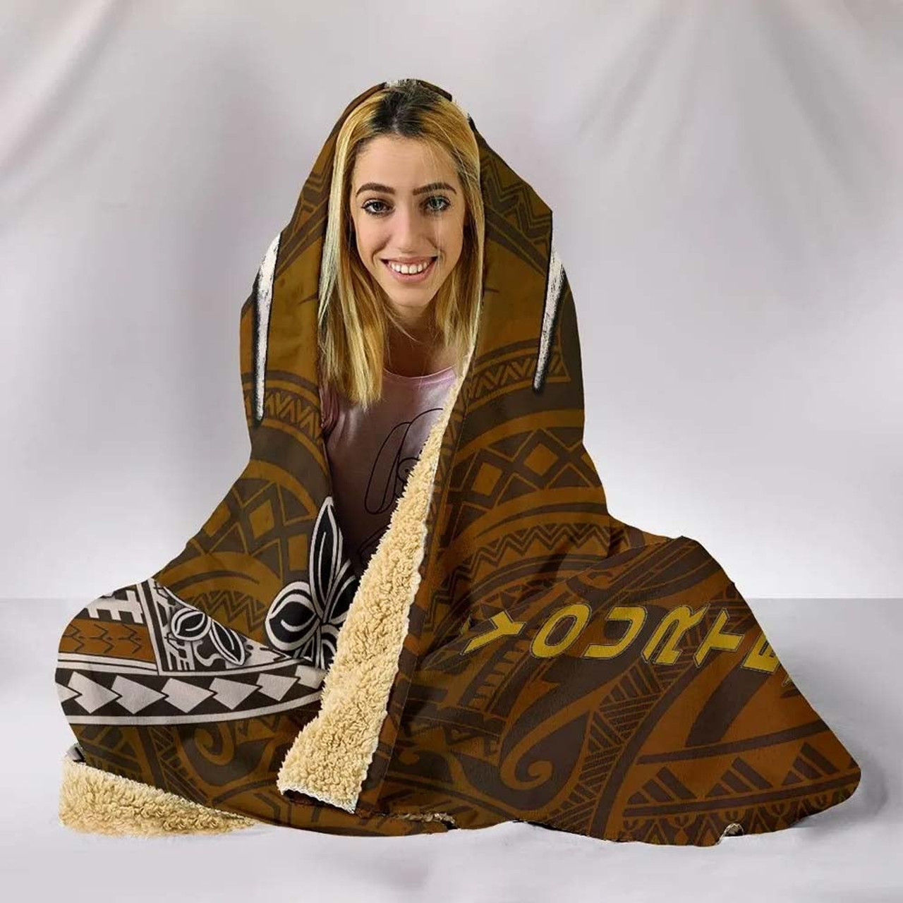 Cook Islands Custom Personalised Hooded Blankets - Polynesian Boar Tusk 1
