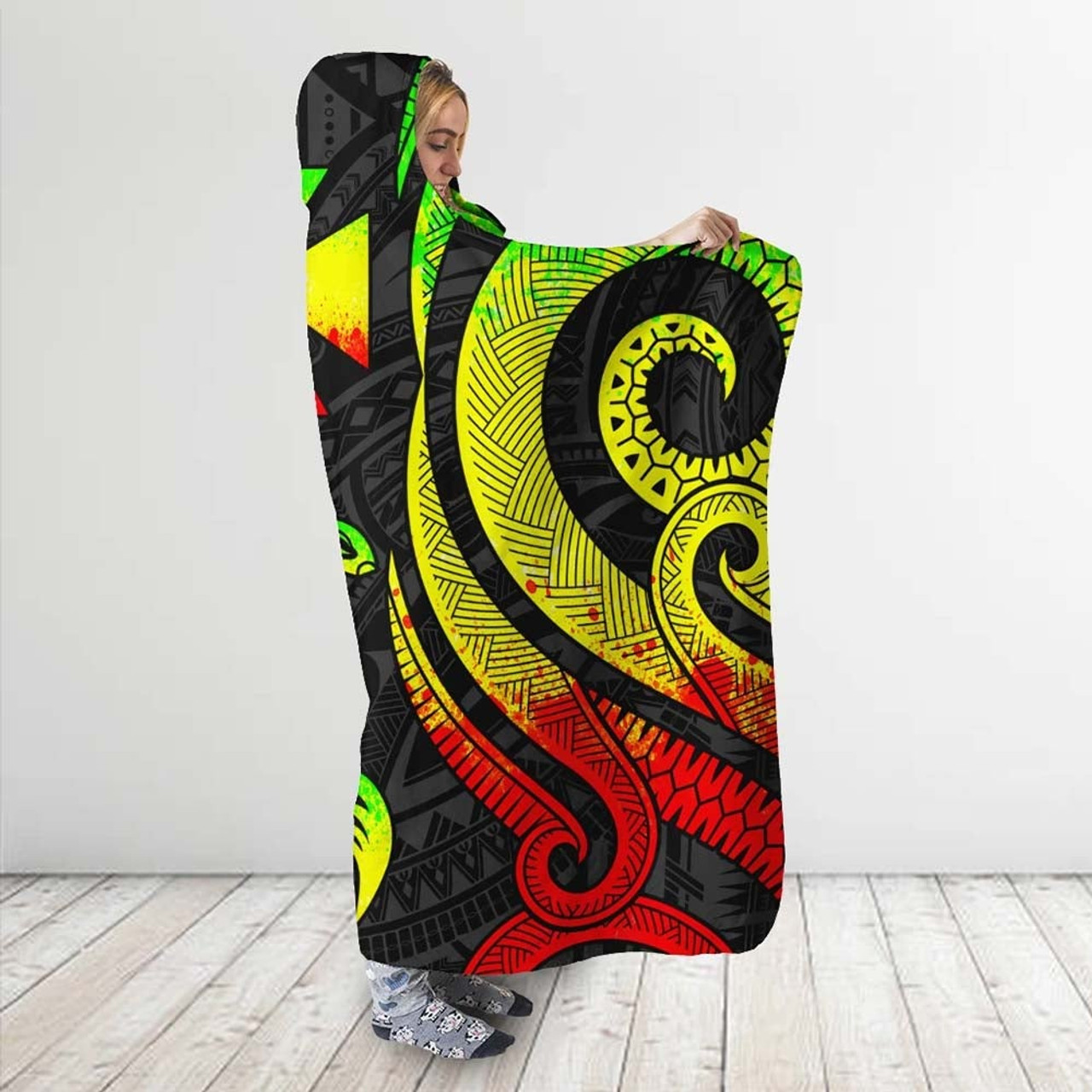 Wallis and Futuna Hooded Blanket - Reggae Tentacle Turtle 3