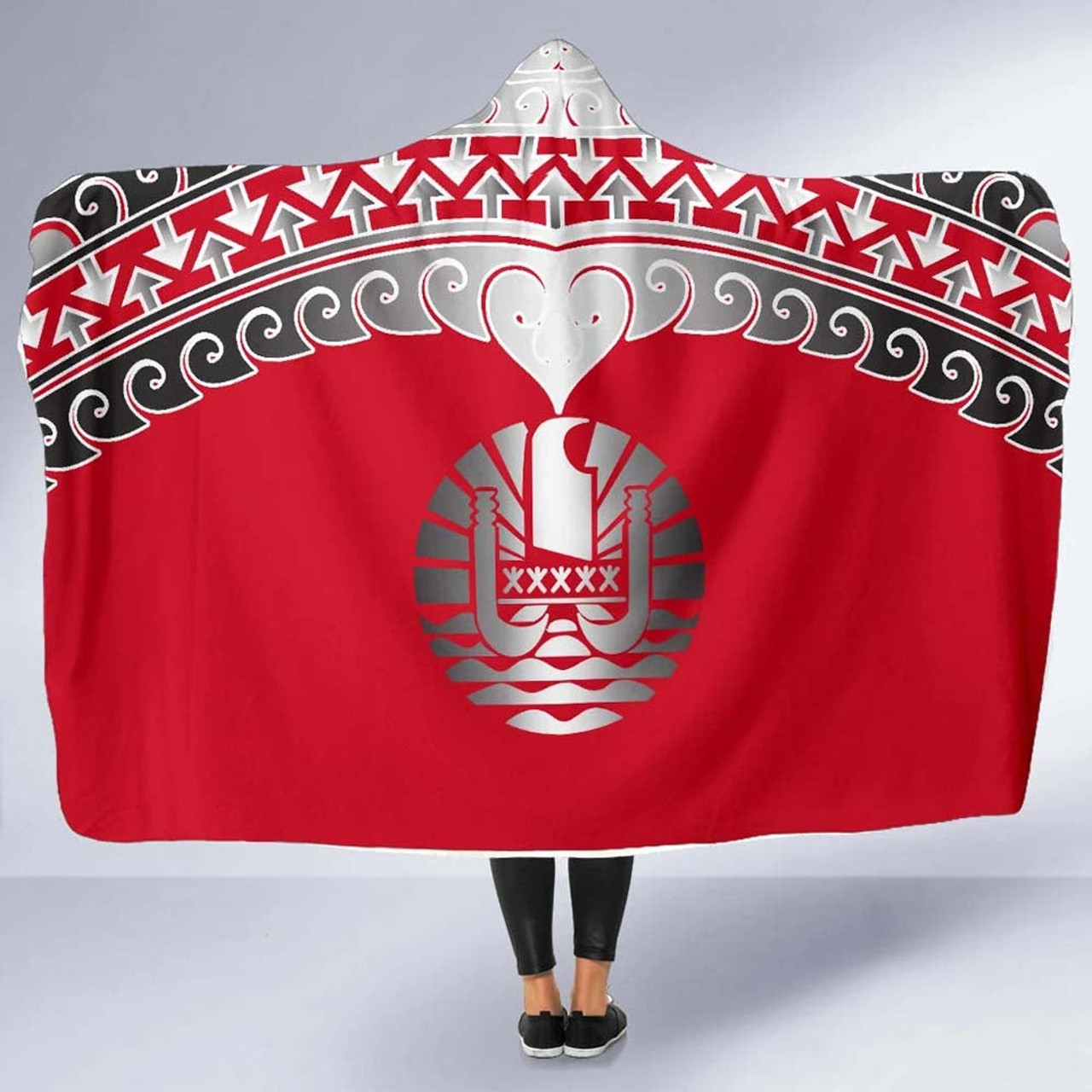 Tahiti Polynesian Hooded Blanket - Wave Style 5