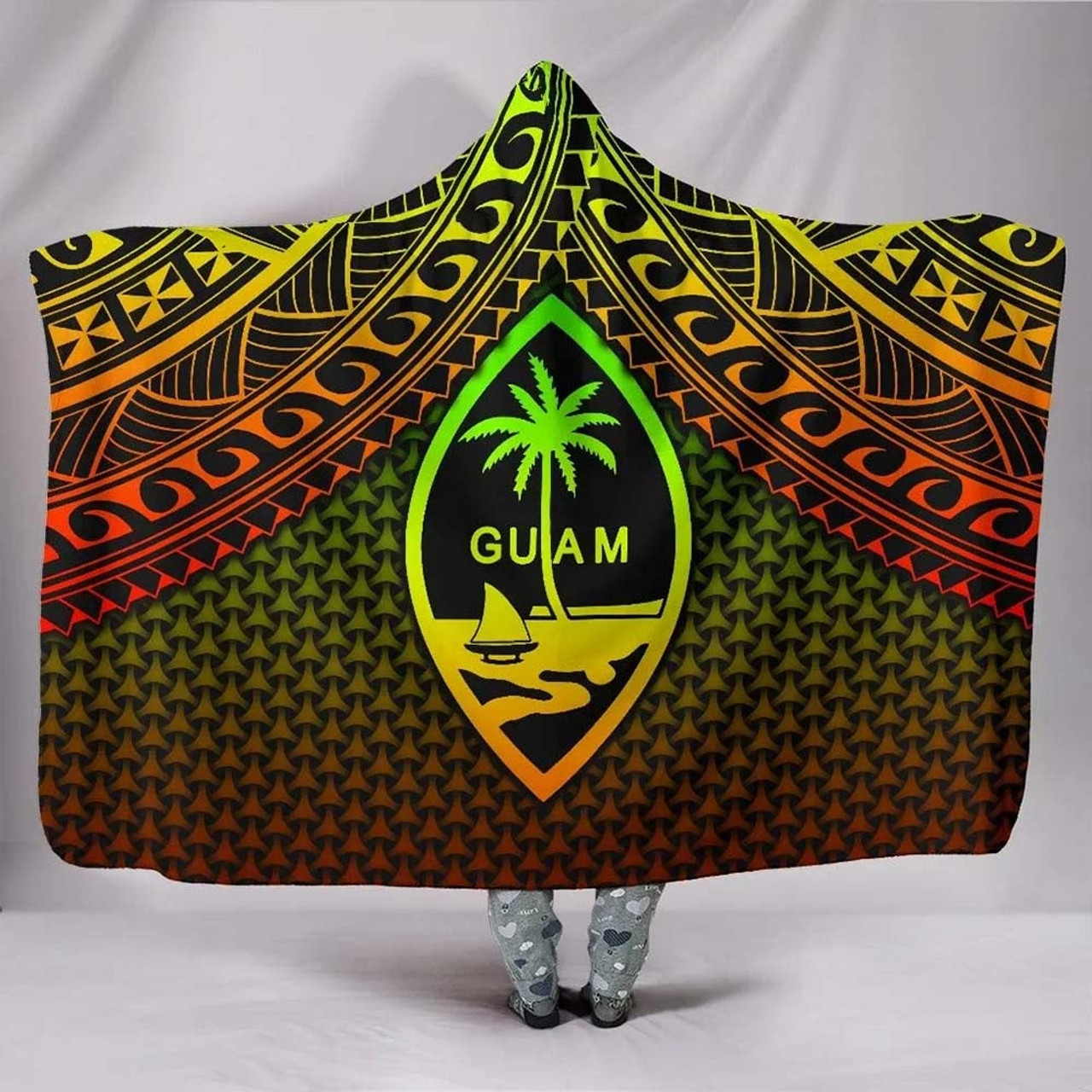 Polynesian Guam Hooded Blanket - Reggae Vintage Polynesian Patterns 1