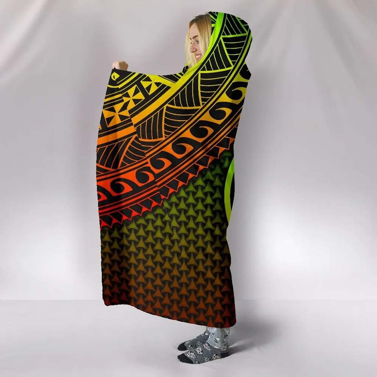 Polynesian Guam Hooded Blanket - Reggae Vintage Polynesian Patterns 4
