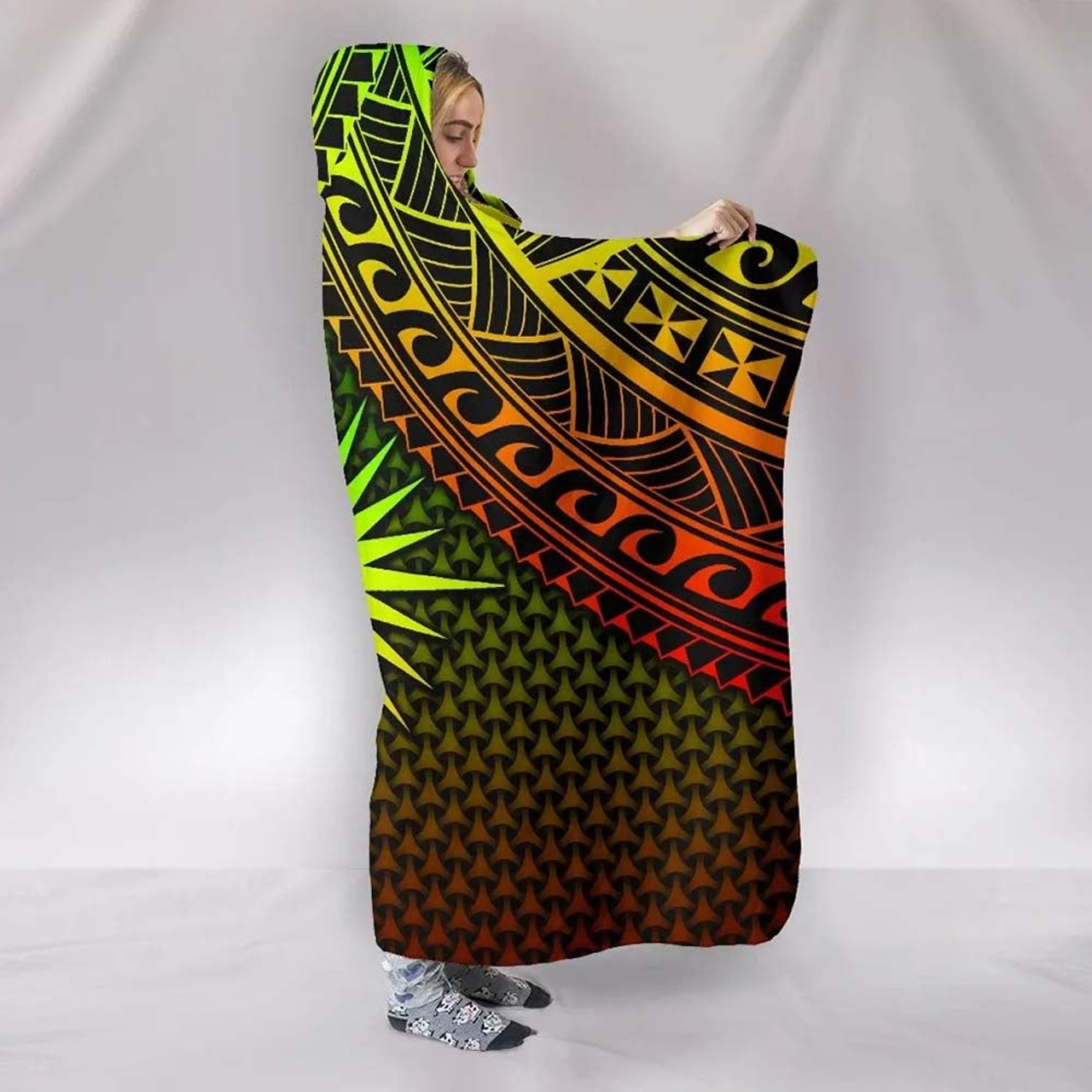 Polynesian Marshall Islands Hooded Blanket - Reggae Vintage Polynesian Patterns 2