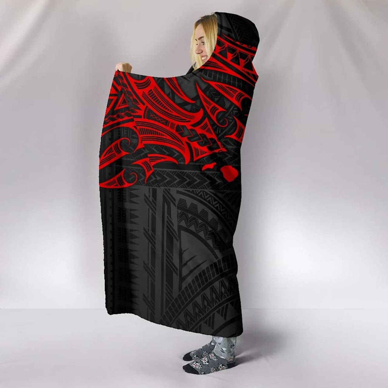 Polynesian Hawaii Hooded Blanket - Polynesian Whale Tail 4