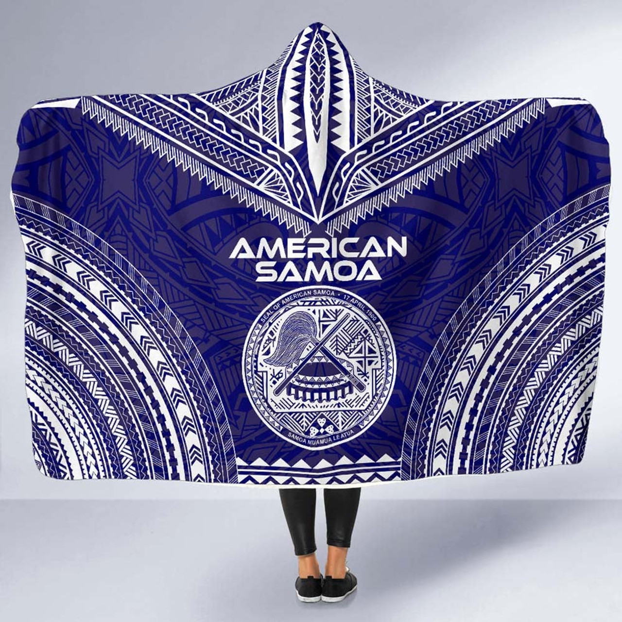 American Samoa Flag Polynesian Chief Hooded Blanket 5