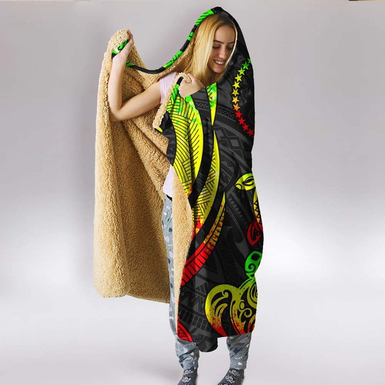 Chuuk Hooded Blanket - Reggae Tentacle Turtle 2