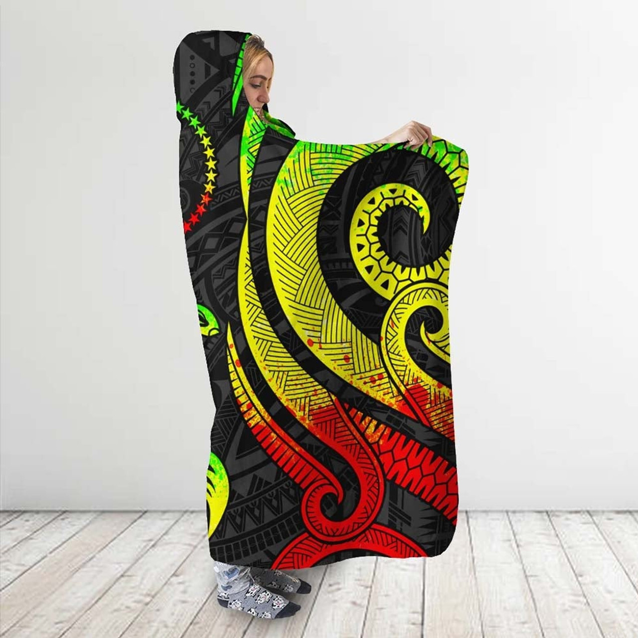Chuuk Hooded Blanket - Reggae Tentacle Turtle 3