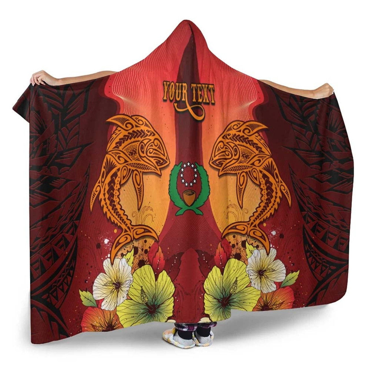 Pohnpei Custom Personalised Hooded Blankets - Tribal Tuna Fish 2