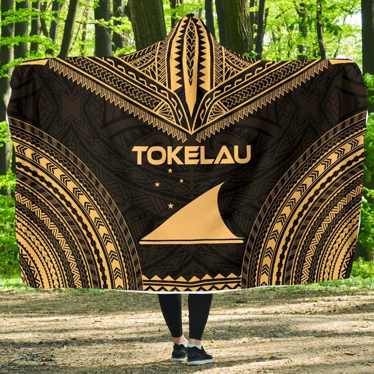 Tokelau Polynesian Chief Hooded Blanket - Gold Version 1